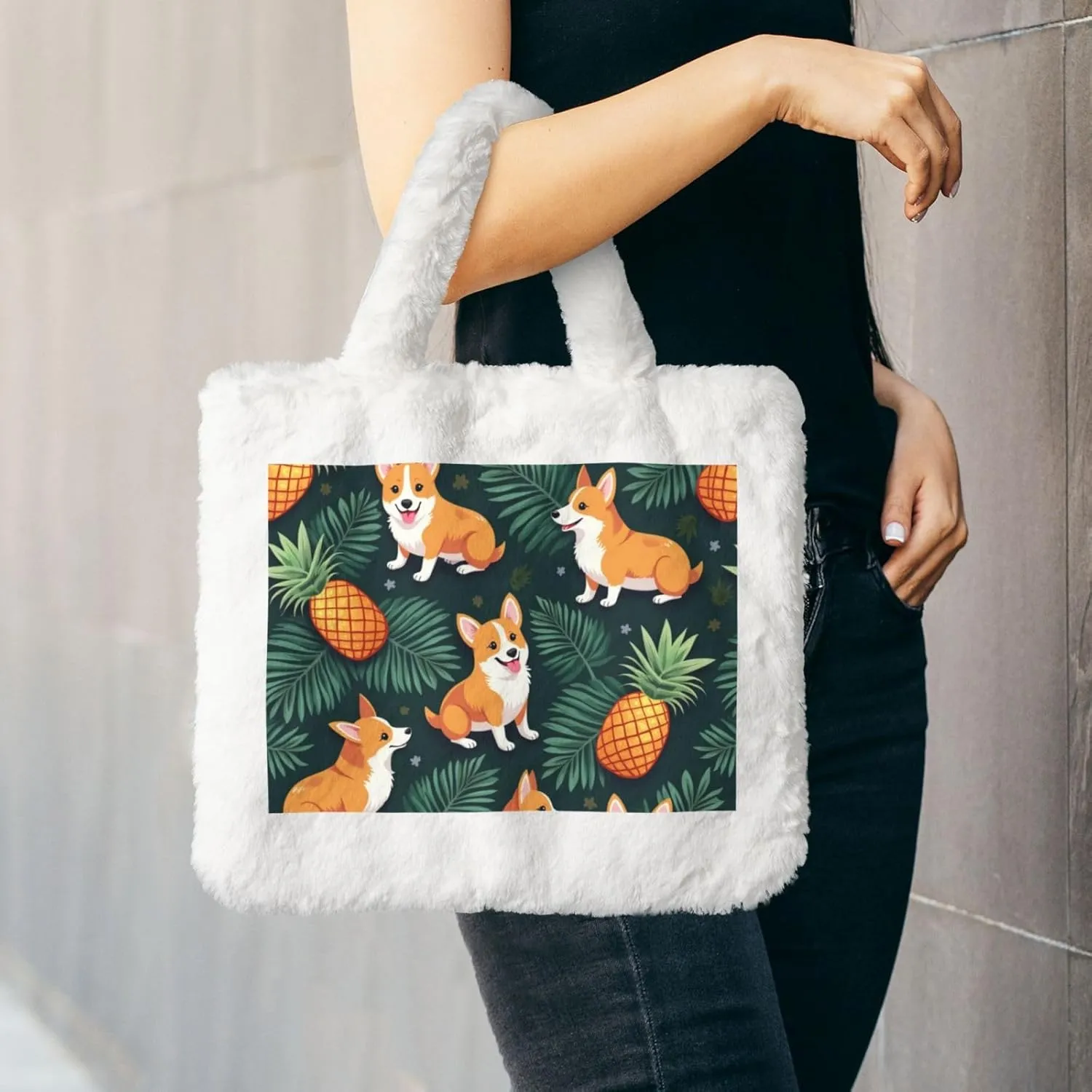 Fluffy Tote Bag for Women, Cute Fuzzy Tote Handbag Faux Fur Bag Furry Purse