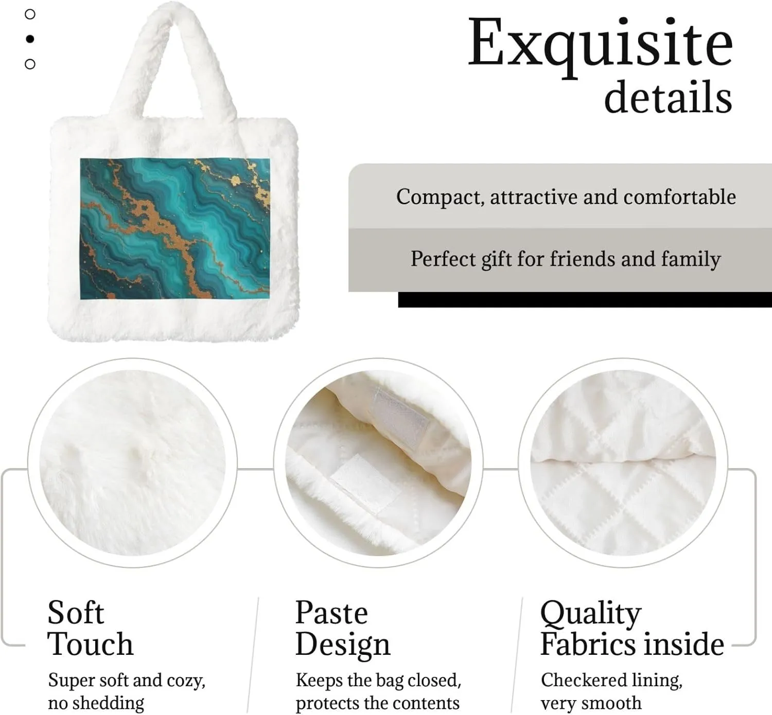 Fluffy Tote Bag for Women, Cute Fuzzy Tote Handbag Faux Fur Bag Furry Purse