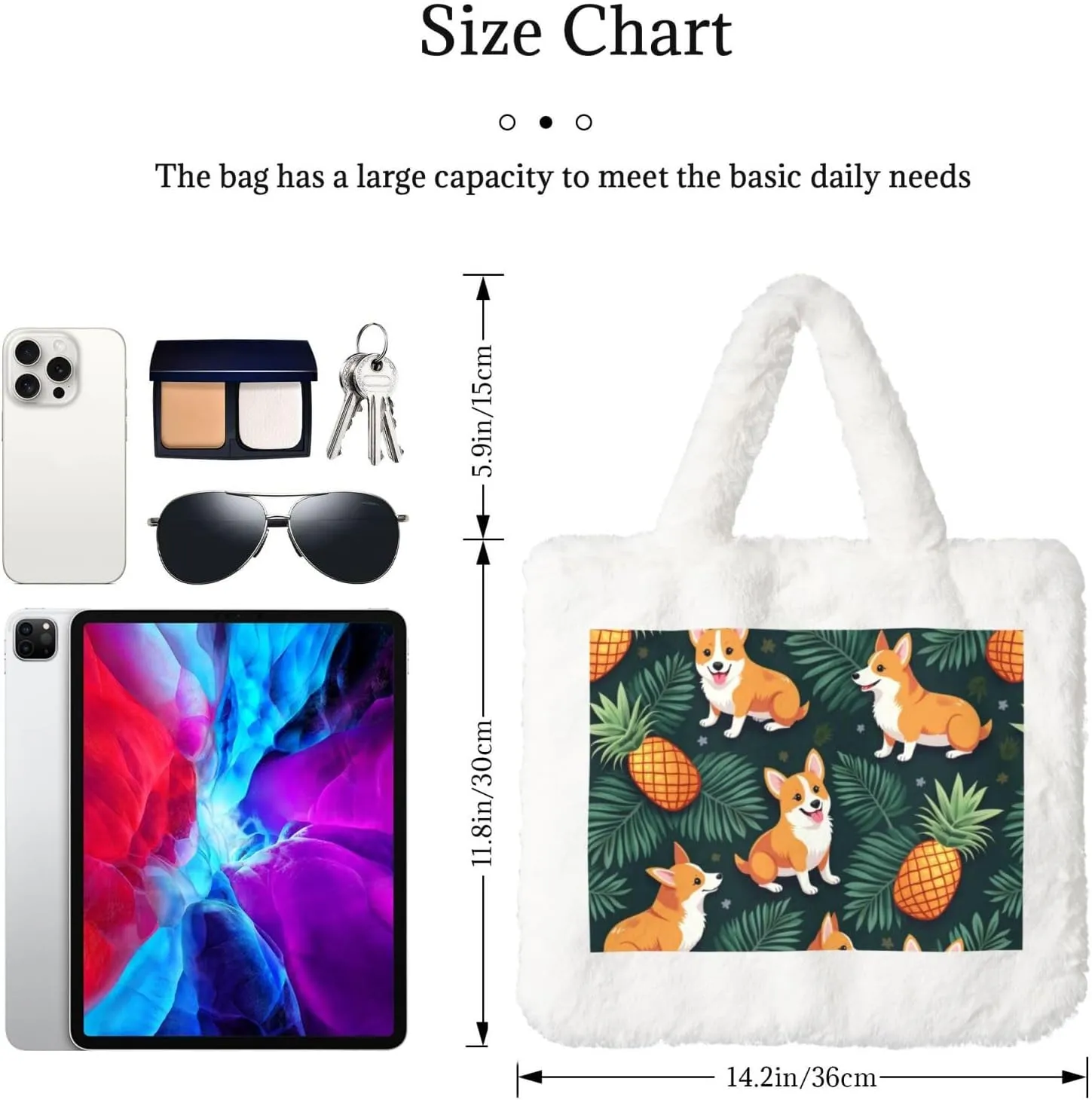 Fluffy Tote Bag for Women, Cute Fuzzy Tote Handbag Faux Fur Bag Furry Purse