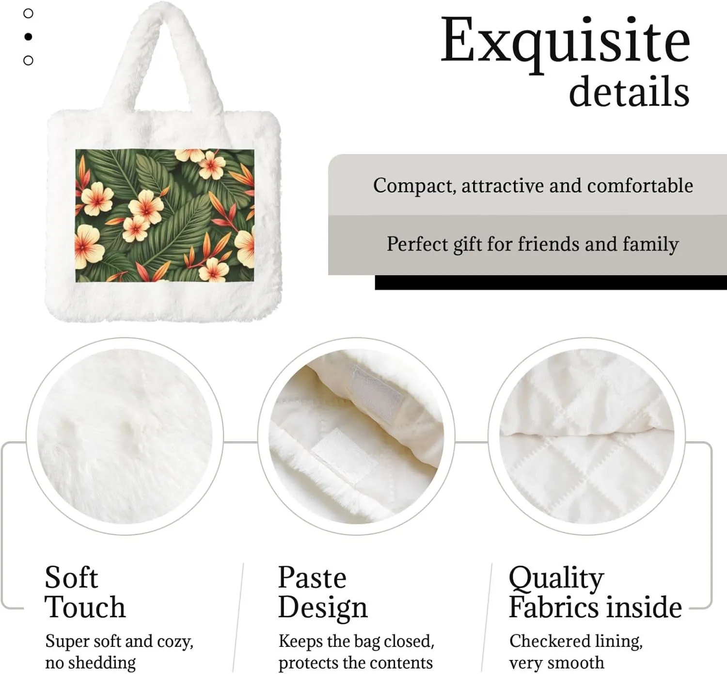 Fluffy Tote Bag for Women, Cute Fuzzy Tote Handbag Faux Fur Bag Furry Purse