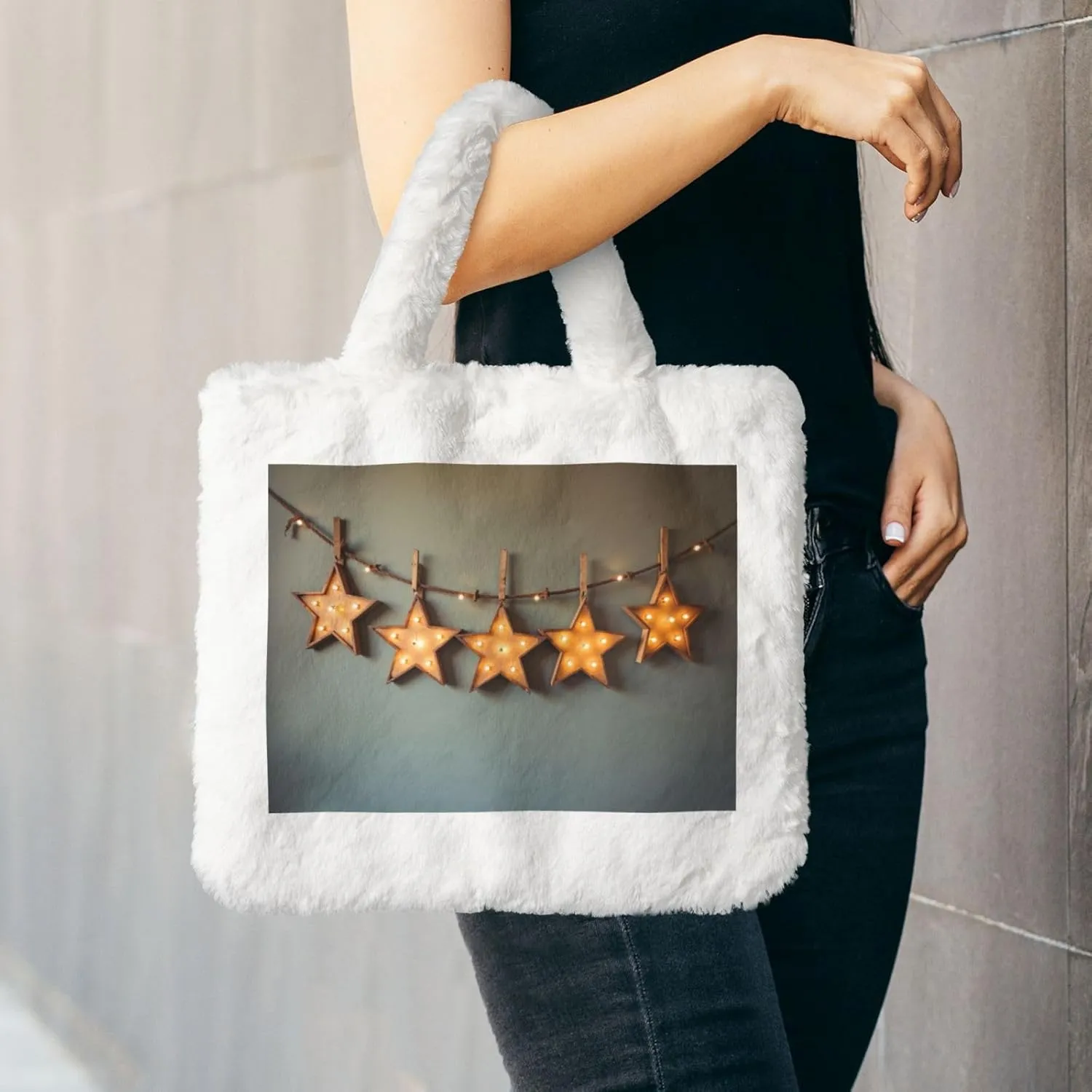 Fluffy Tote Bag for Women Plush Shoulder Purses Ladies Faux Fur Bag Top Handle Satchel Handbag Fall Winter