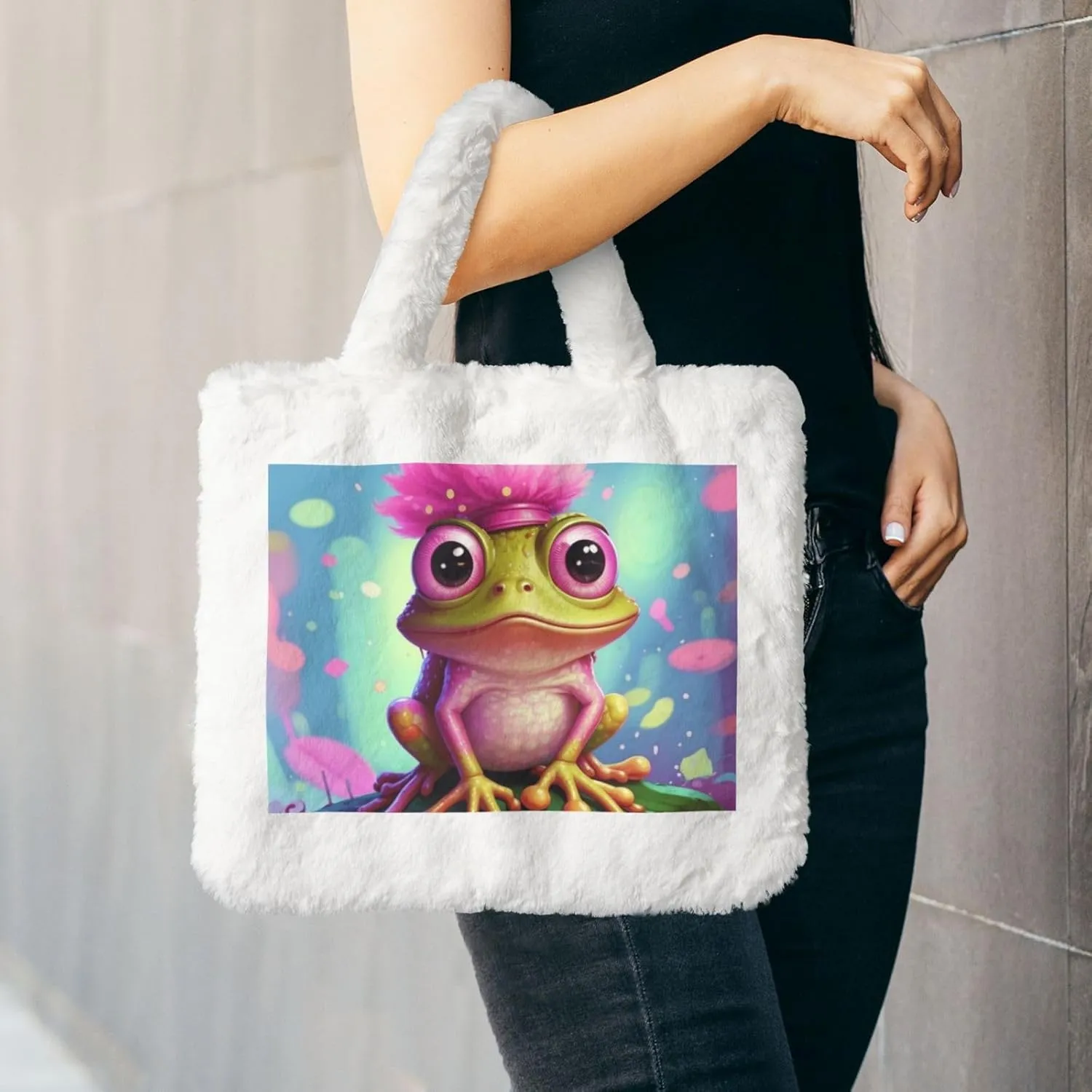Fluffy Tote Bag for Women Plush Shoulder Purses Ladies Faux Fur Bag Top Handle Satchel Handbag Fall Winter
