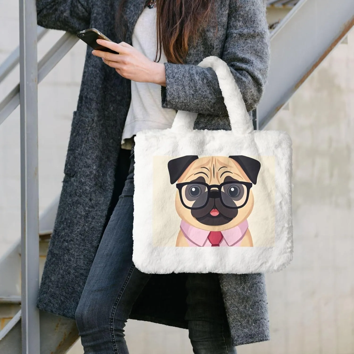 Fluffy Tote Bag for Women Plush Shoulder Purses Ladies Faux Fur Bag Top Handle Satchel Handbag Fall Winter