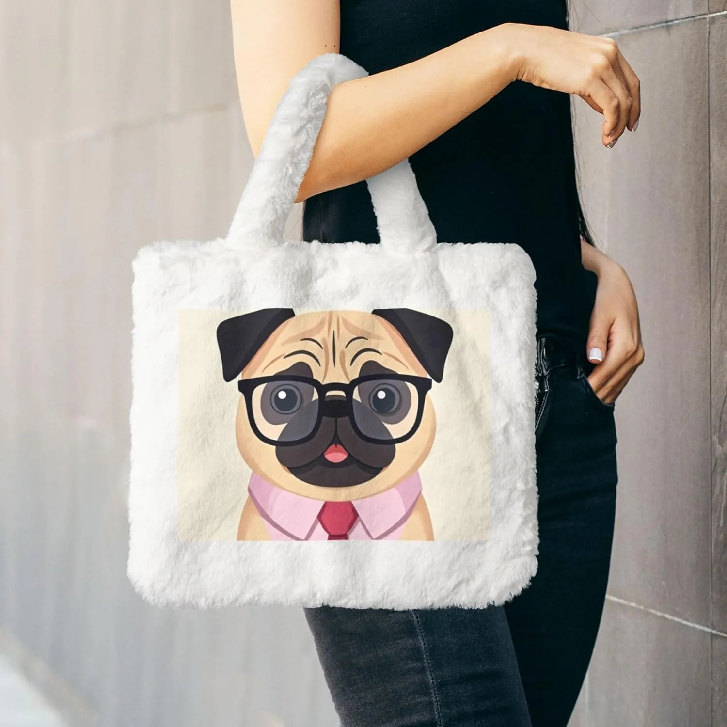 Fluffy Tote Bag for Women Plush Shoulder Purses Ladies Faux Fur Bag Top Handle Satchel Handbag Fall Winter