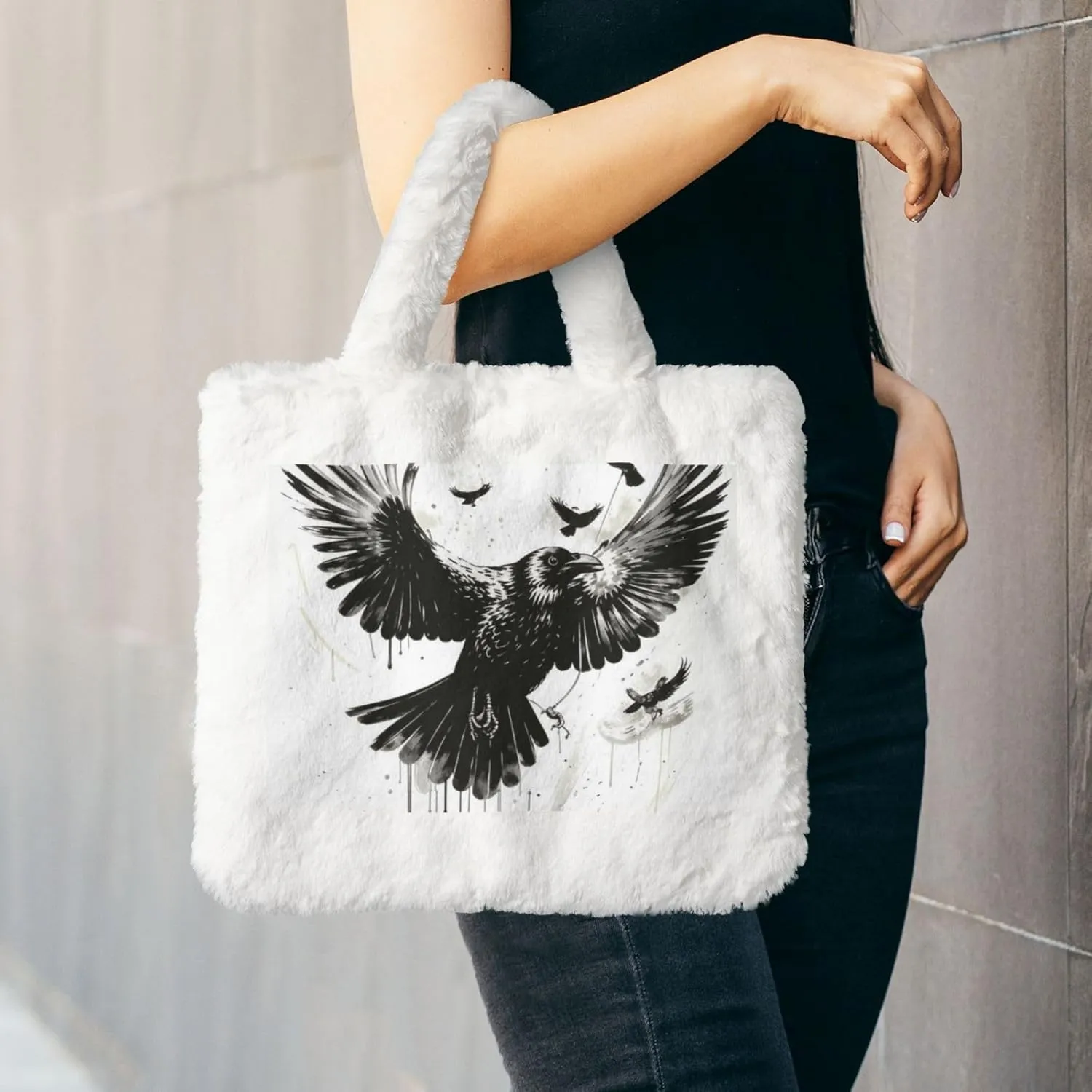 Fluffy Tote Bag for Women Plush Shoulder Purses Ladies Faux Fur Bag Top Handle Satchel Handbag Fall Winter