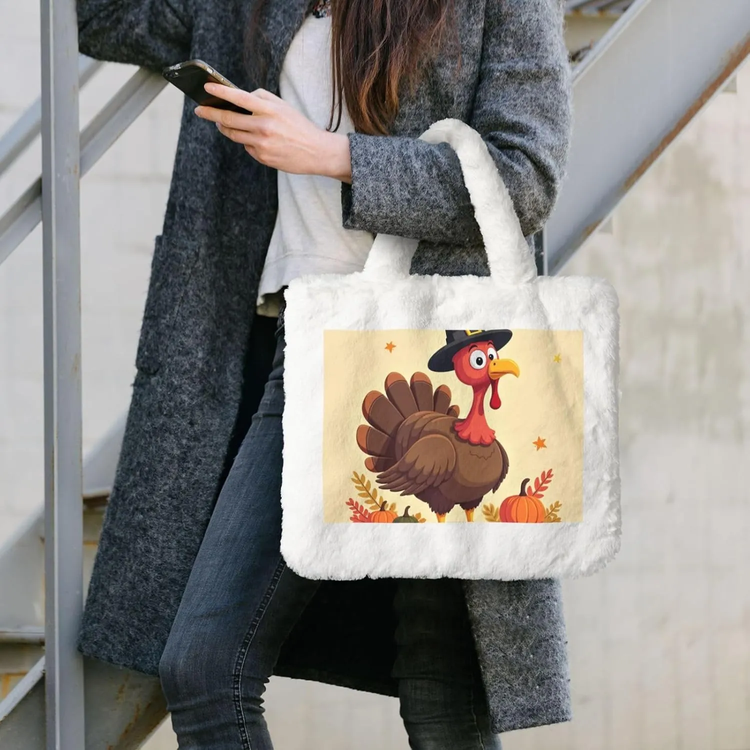 Fluffy Tote Bag Ladies Shoulder Bag Women Furry Tote Bag Plush Handbag Women Cute Bag for Women
