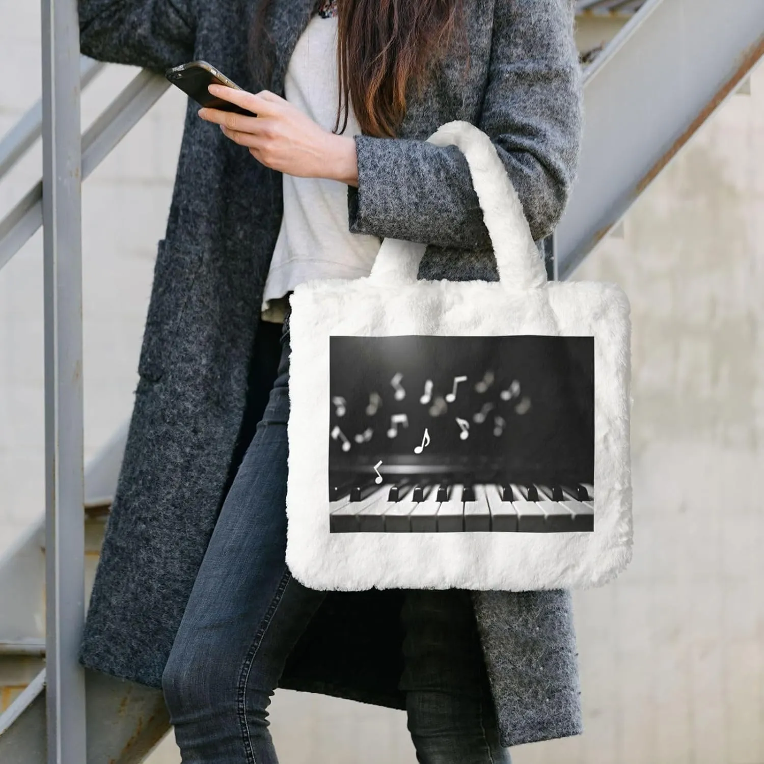 Fluffy Tote Bag Ladies Shoulder Bag Women Furry Tote Bag Plush Handbag Women Cute Bag for Women