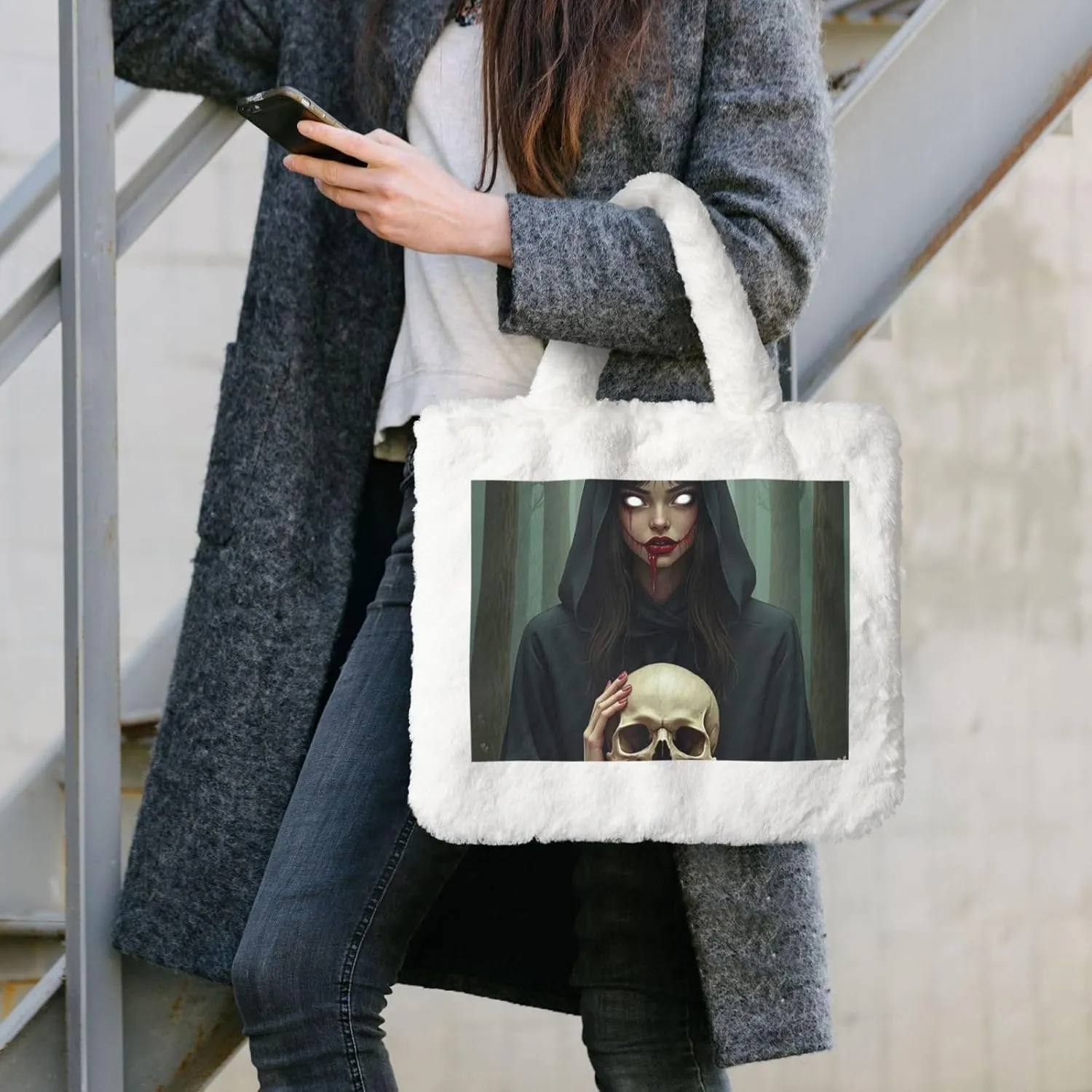 Fluffy Tote Bag Ladies Shoulder Bag Women Furry Tote Bag Plush Handbag Women Cute Bag for Women