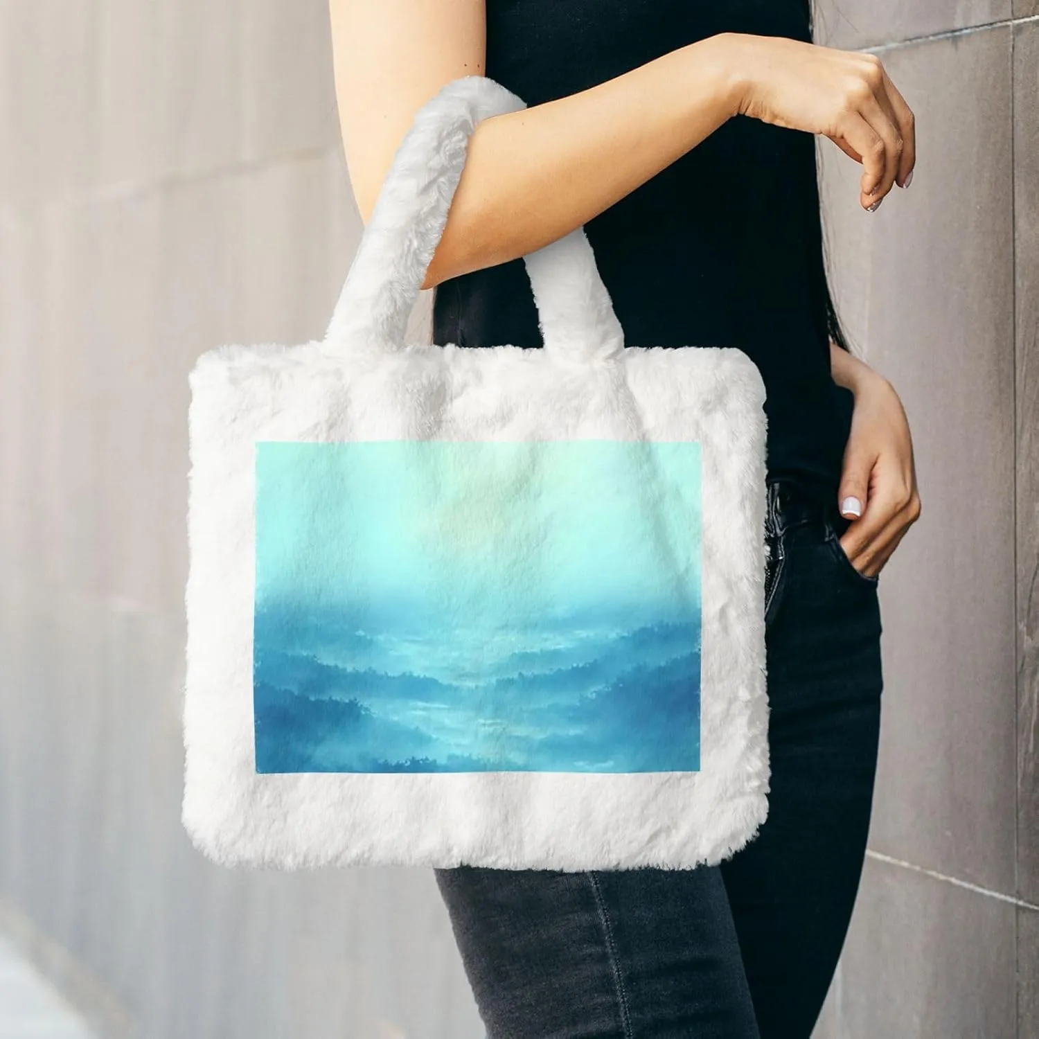 Fluffy Tote Bag Ladies Shoulder Bag Women Furry Tote Bag Plush Handbag Women Cute Bag for Women