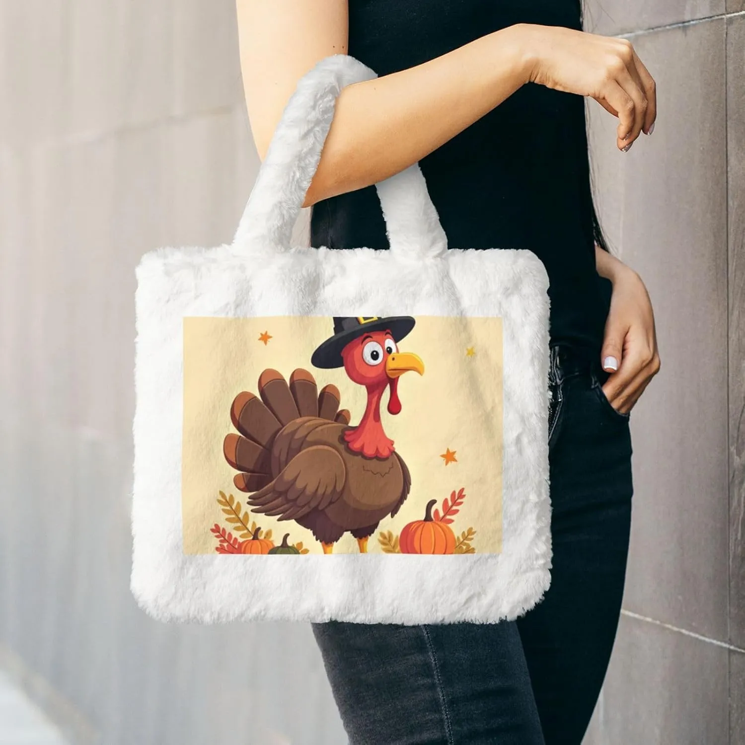 Fluffy Tote Bag Ladies Shoulder Bag Women Furry Tote Bag Plush Handbag Women Cute Bag for Women