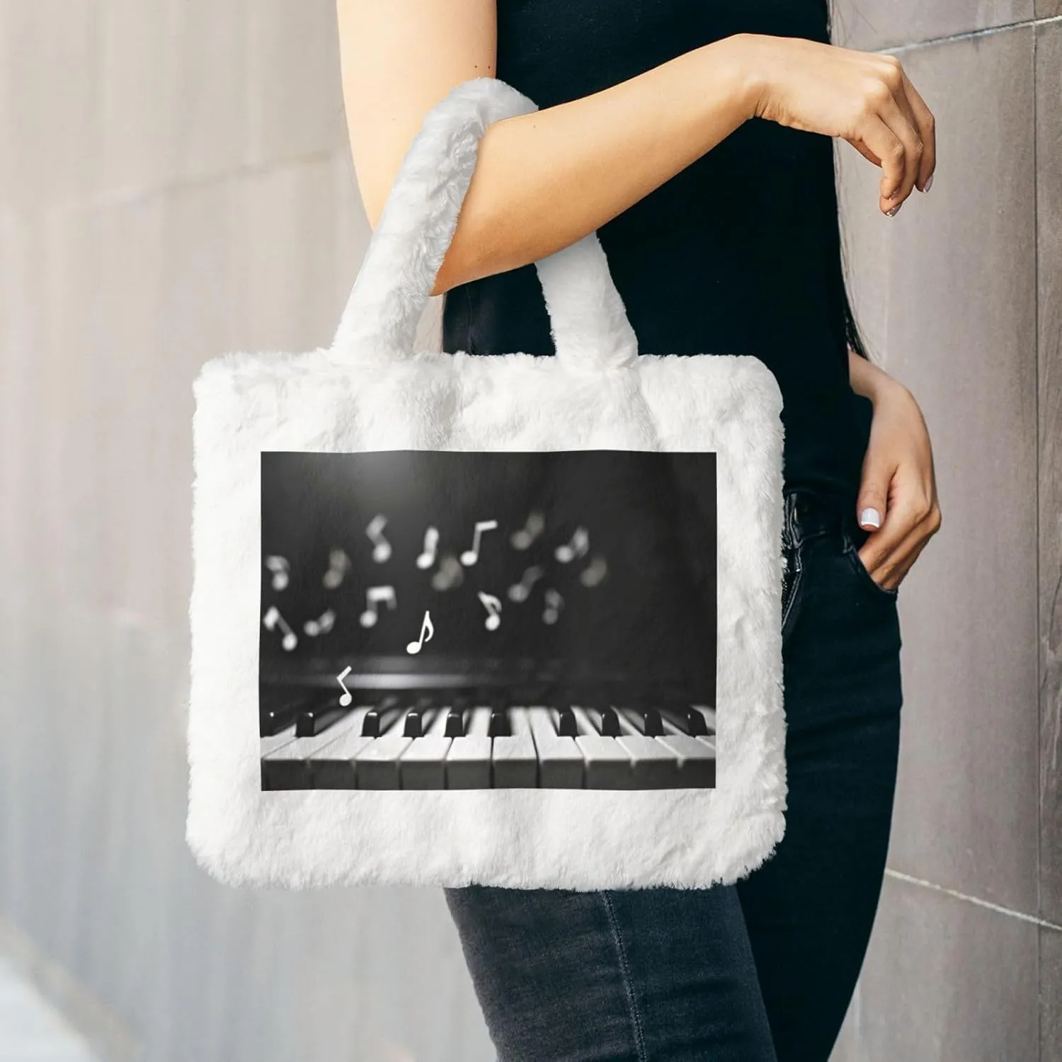 Fluffy Tote Bag Ladies Shoulder Bag Women Furry Tote Bag Plush Handbag Women Cute Bag for Women