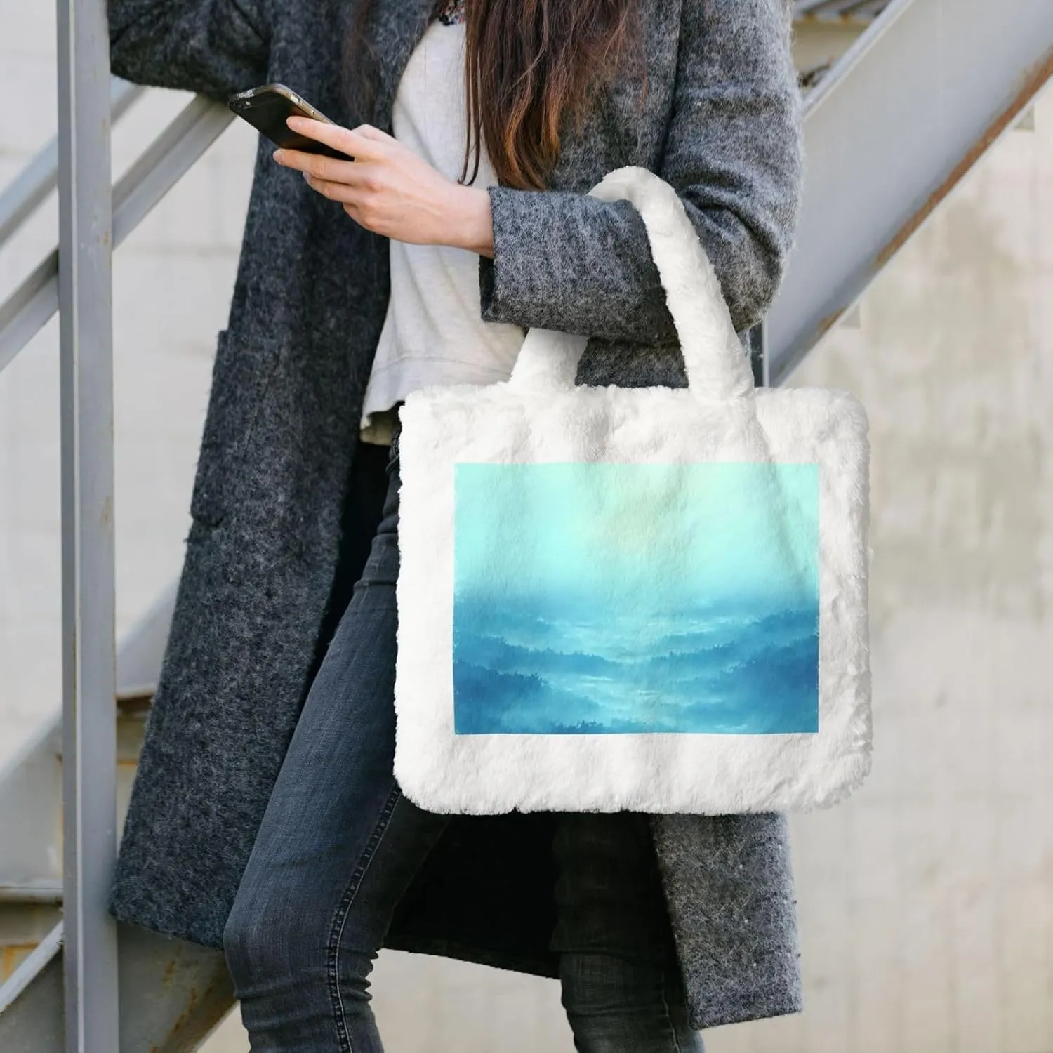 Fluffy Tote Bag Ladies Shoulder Bag Women Furry Tote Bag Plush Handbag Women Cute Bag for Women
