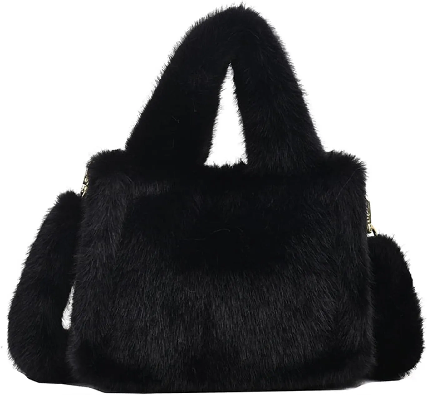 Fluffy Tote Bag Mini Faux Fur Purses for Women Winter Fuzzy Tote Soft Furry Crossbody Handbag Plush Bags