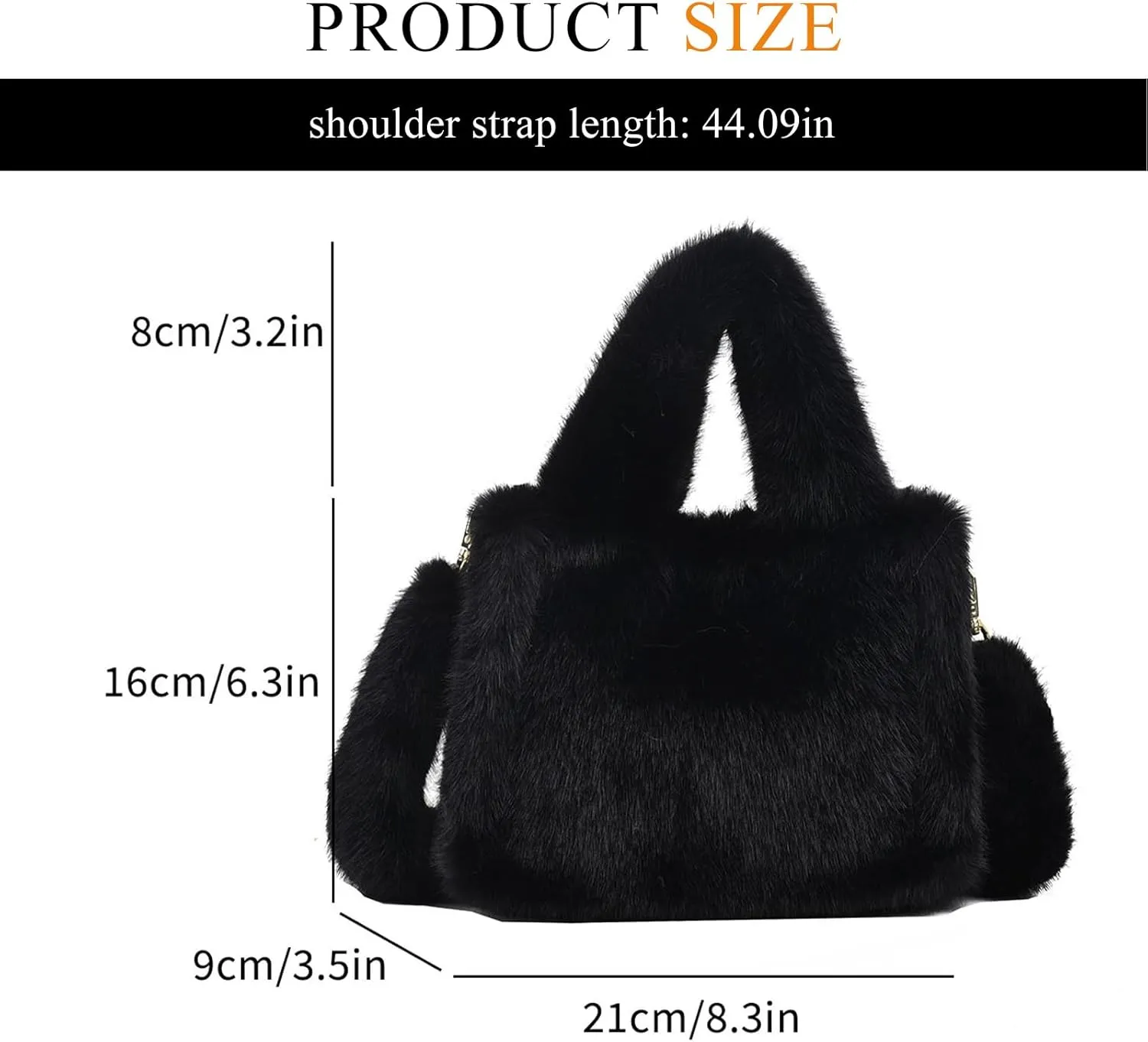 Fluffy Tote Bag Mini Faux Fur Purses for Women Winter Fuzzy Tote Soft Furry Crossbody Handbag Plush Bags