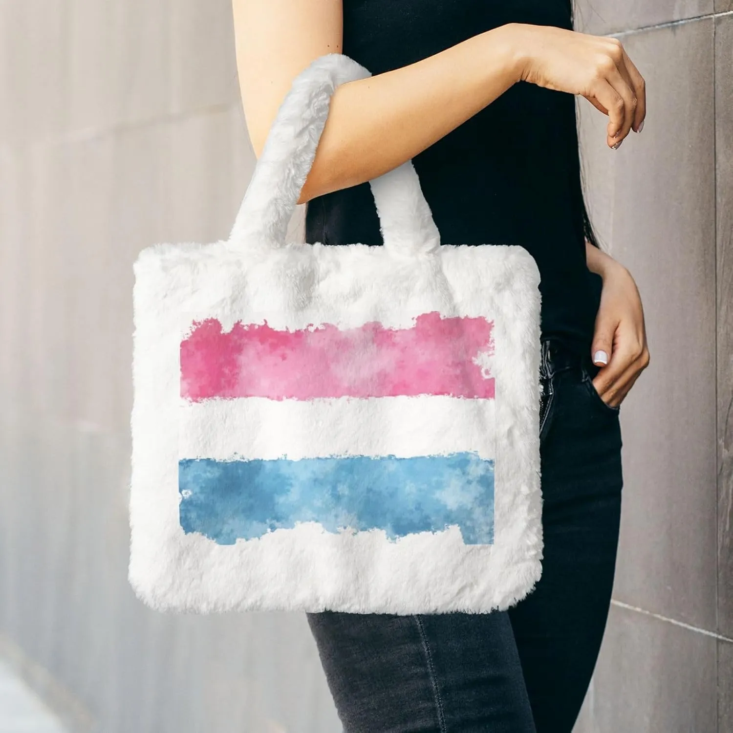 Fluffy Tote Bag, Winter Furry Purse for Women Faux Fur Bag Plush Purse Fuzzy Shoulder Handbag