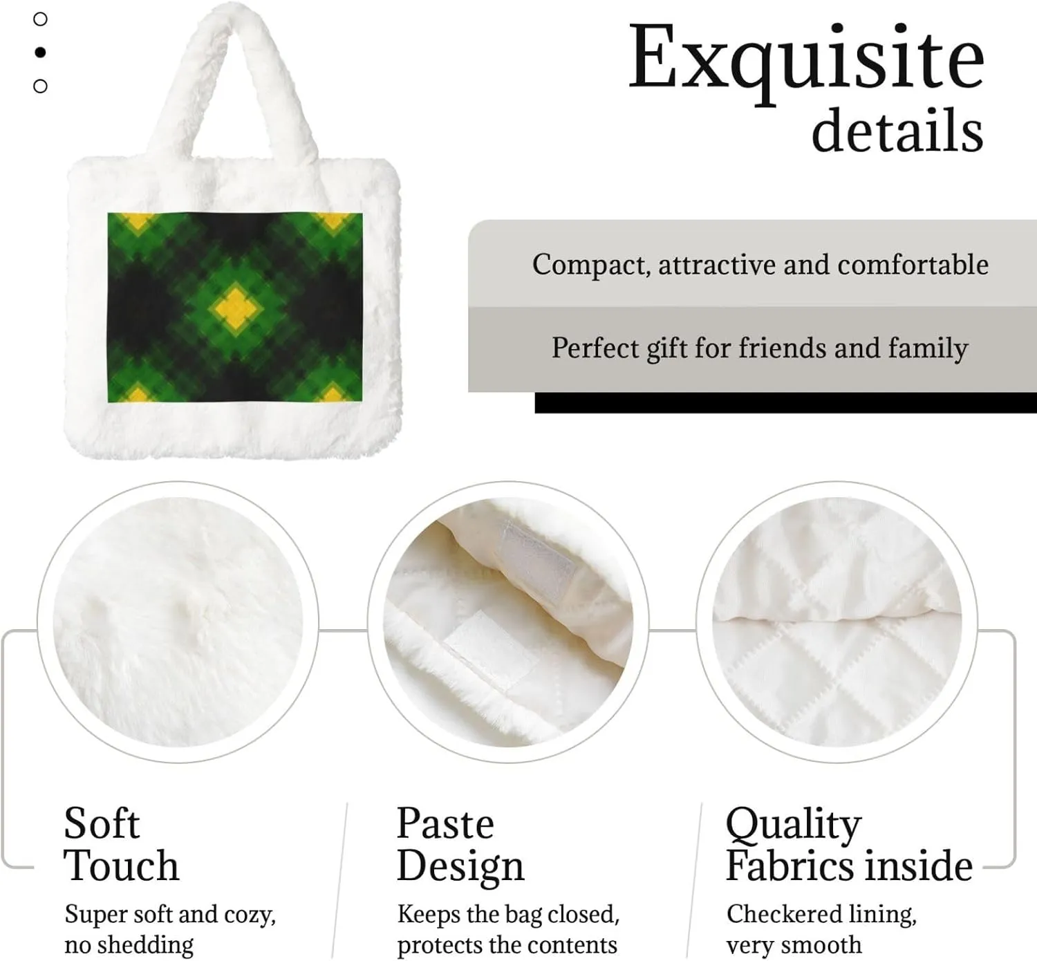 Fluffy Tote Bag, Winter Furry Purse for Women Faux Fur Bag Plush Purse Fuzzy Shoulder Handbag
