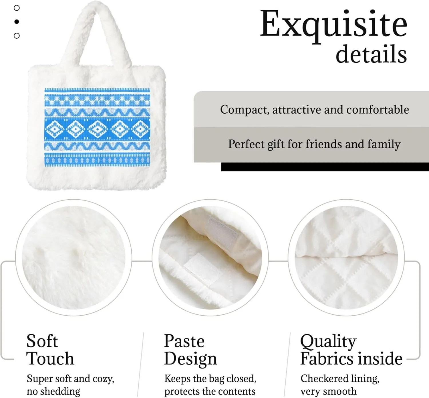 Fluffy Tote Bag, Winter Furry Purse for Women Faux Fur Bag Plush Purse Fuzzy Shoulder Handbag