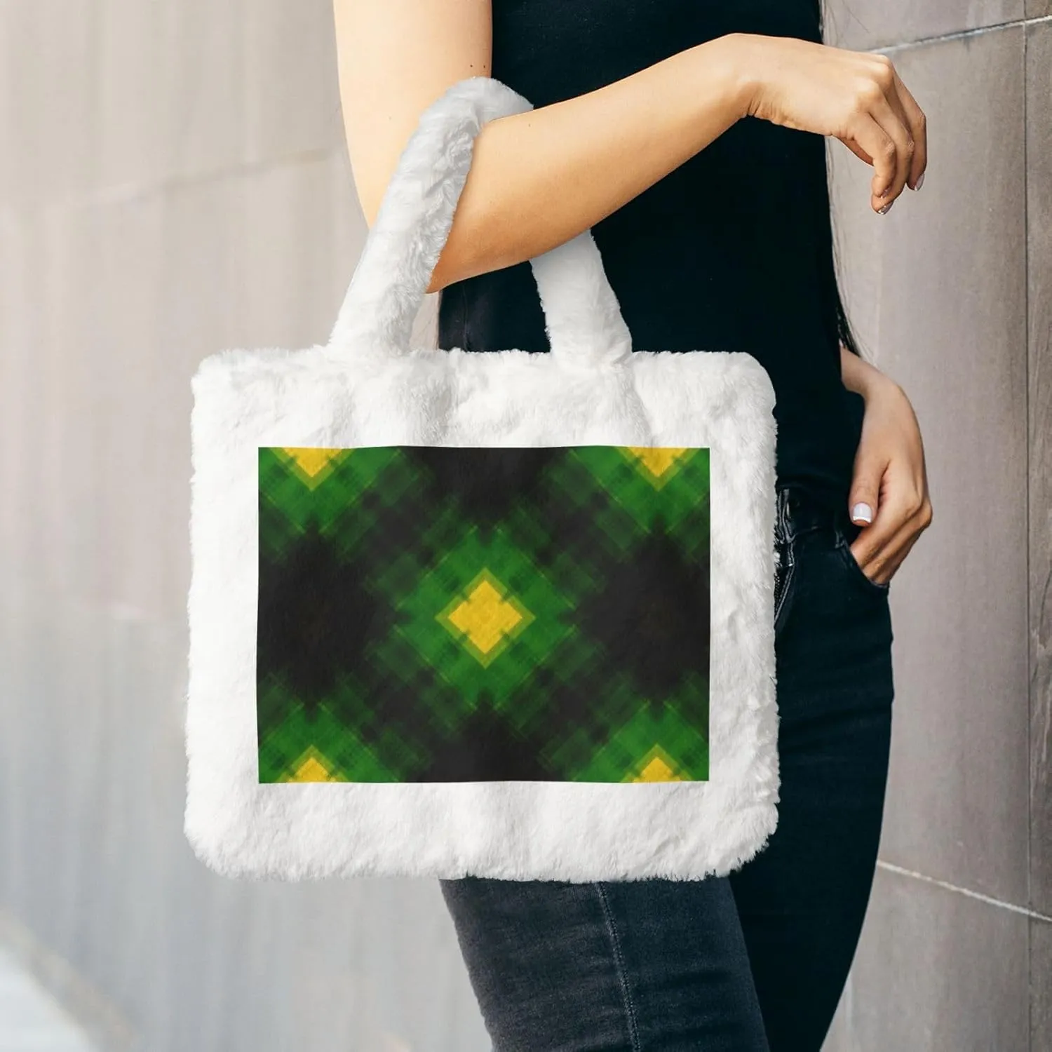 Fluffy Tote Bag, Winter Furry Purse for Women Faux Fur Bag Plush Purse Fuzzy Shoulder Handbag