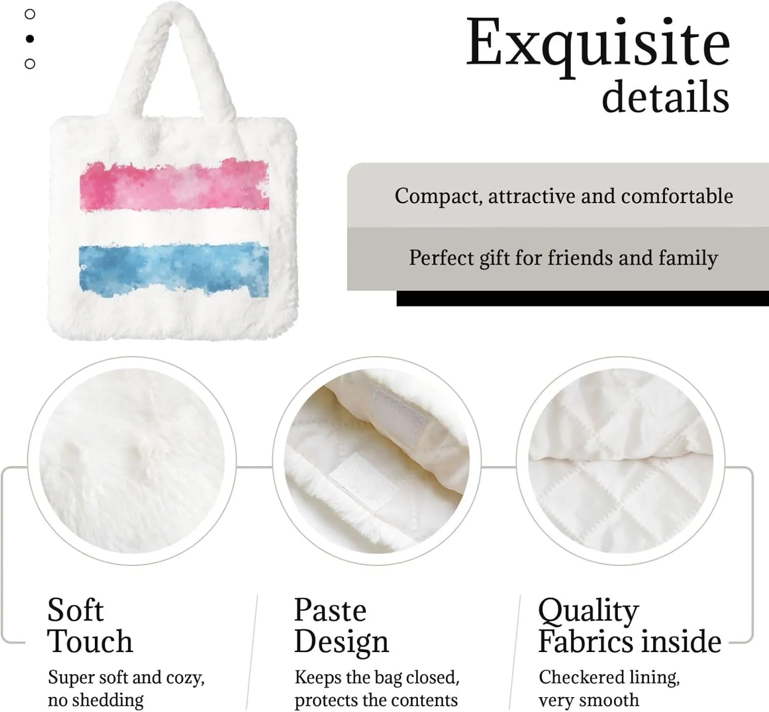 Fluffy Tote Bag, Winter Furry Purse for Women Faux Fur Bag Plush Purse Fuzzy Shoulder Handbag
