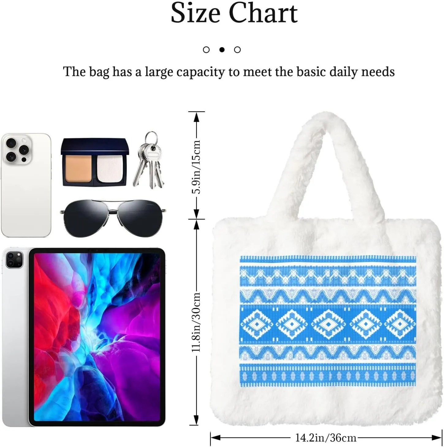 Fluffy Tote Bag, Winter Furry Purse for Women Faux Fur Bag Plush Purse Fuzzy Shoulder Handbag