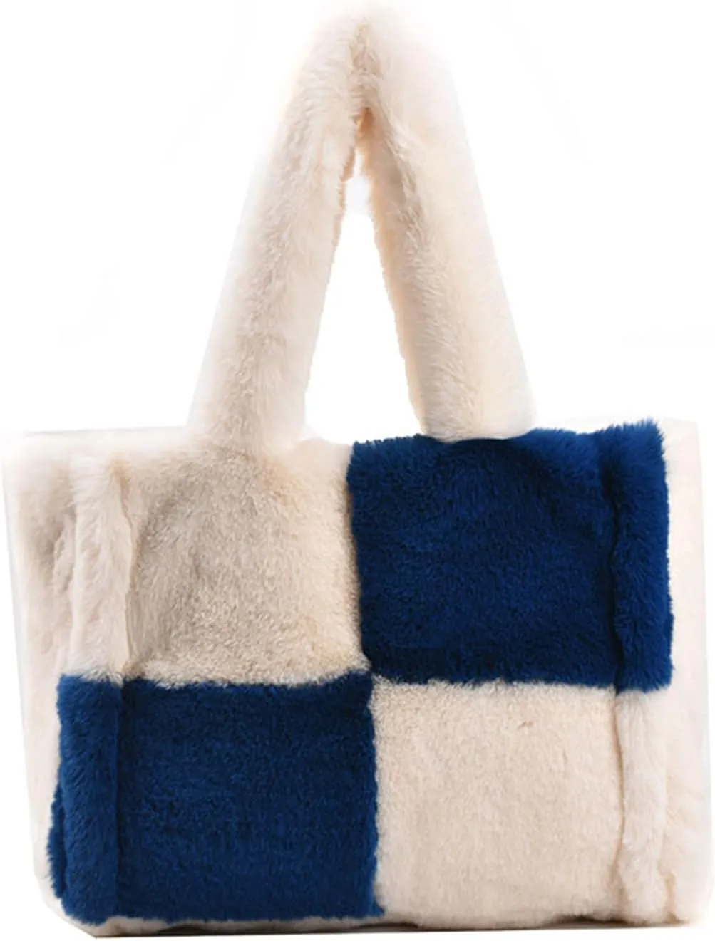 Fluffy Tote Bags Winter Furry Purse for Women Y2K Faux Fur Bag Fuzzy Shoulder Handbag