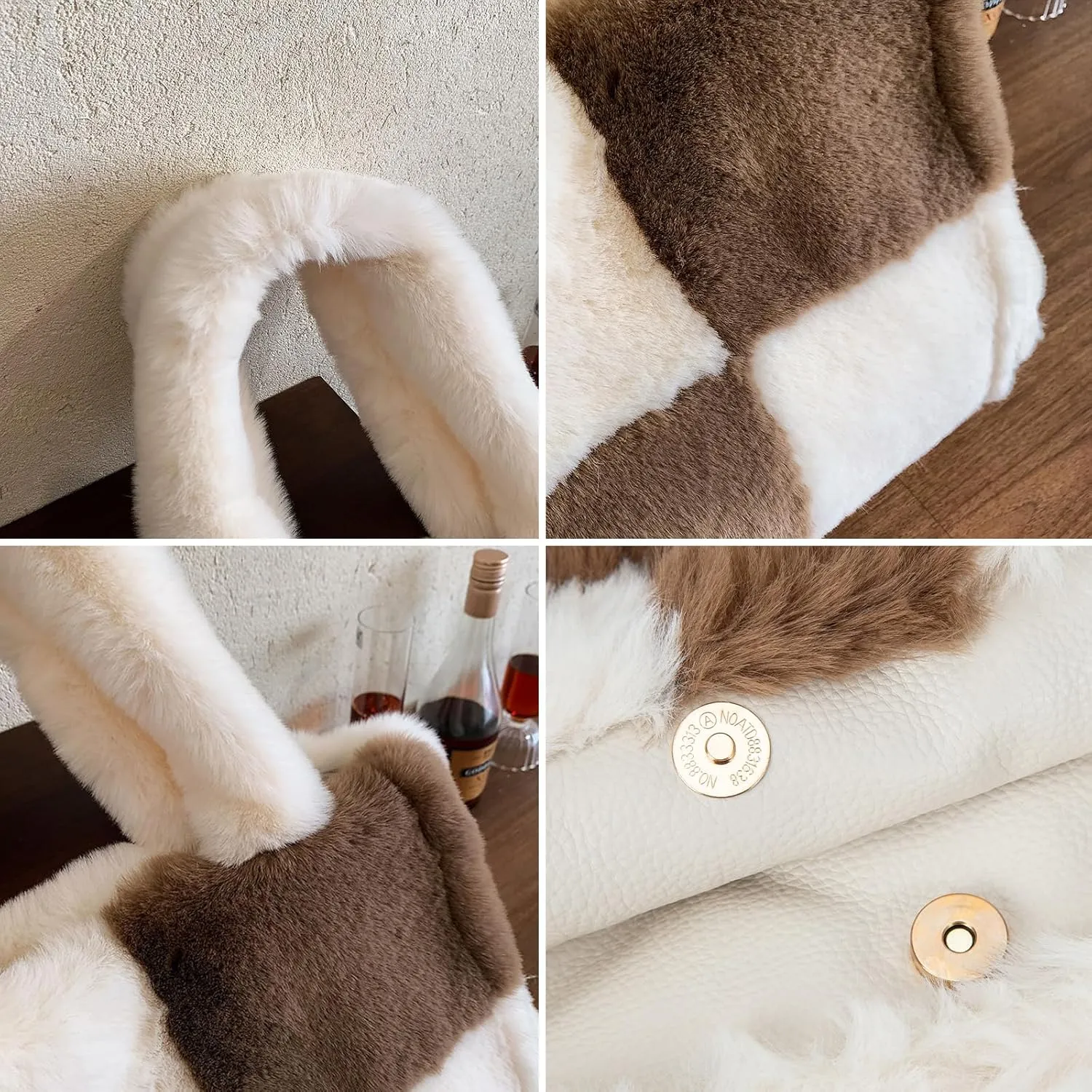 Fluffy Tote Bags Winter Furry Purse for Women Y2K Faux Fur Bag Fuzzy Shoulder Handbag