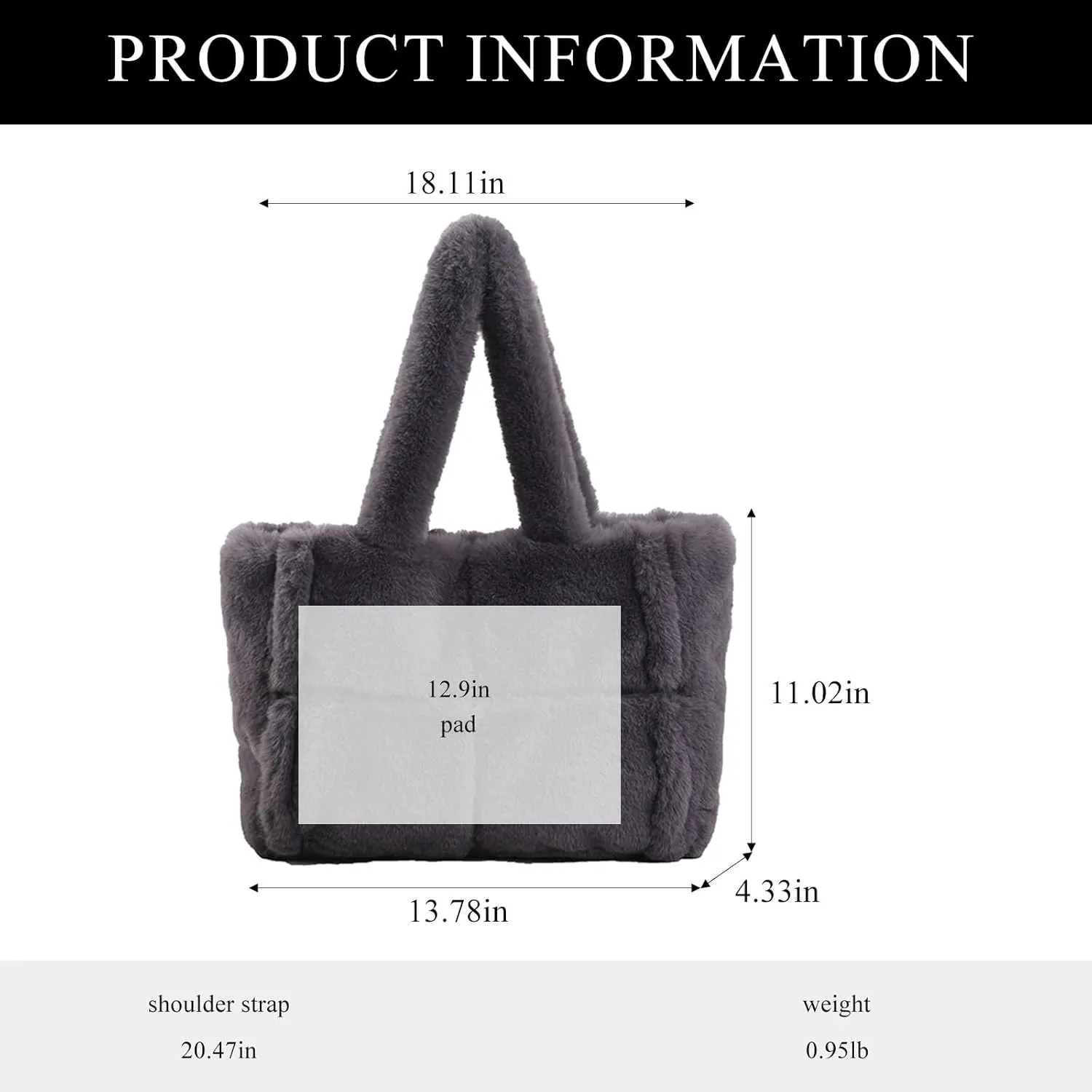 Fluffy Tote Bags Winter Furry Purse for Women Y2K Faux Fur Bag Fuzzy Shoulder Handbag