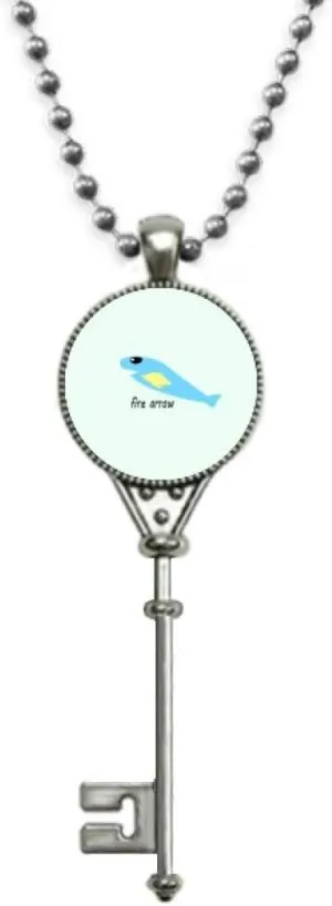 Fly Fish Rockets Art Deco Gift Fashion Pendant Vintage Necklace Silver Key Jewelry