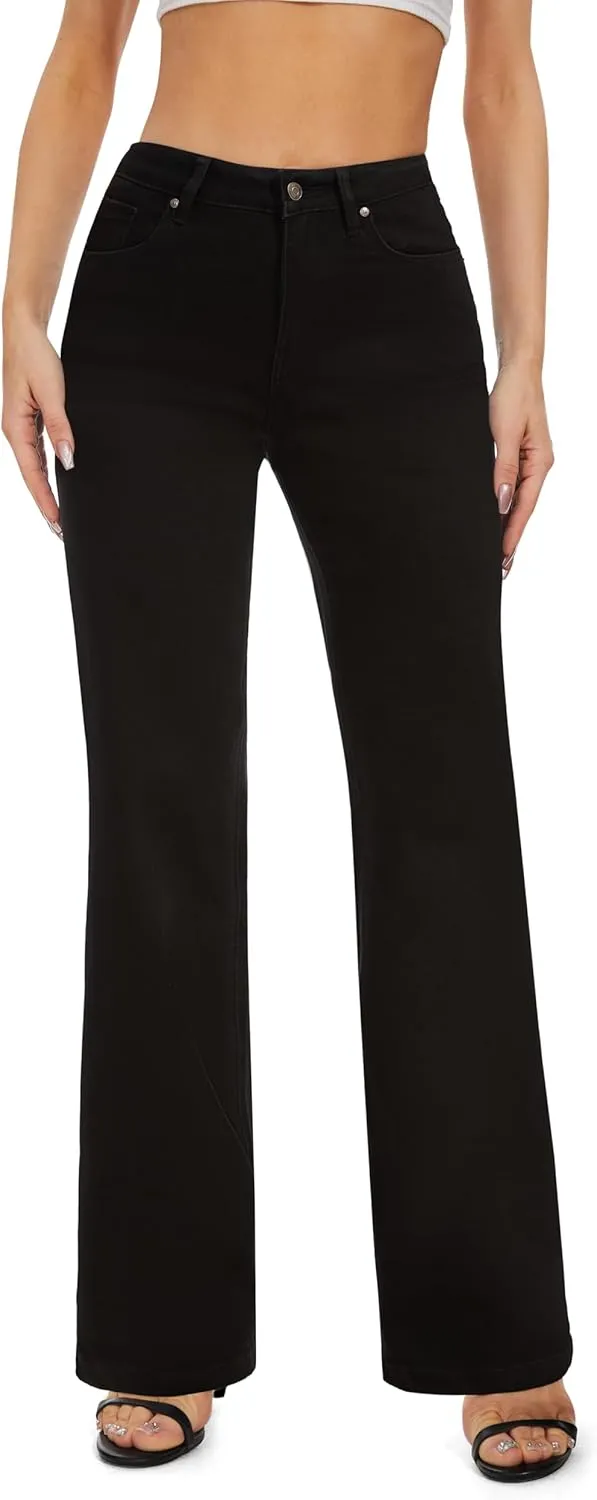 FLYING BANANA Women's High Waisted Wide Leg Baggy Stretch Denim Jeans