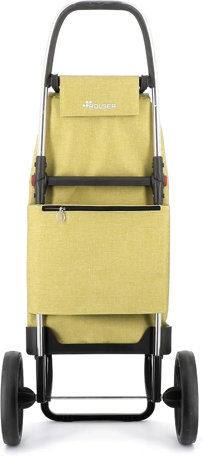 Foldable Grocery Shopping Cart with Wheels | Collapsible Personal Folding Cart for Groceries | Durable & Portable | Lime