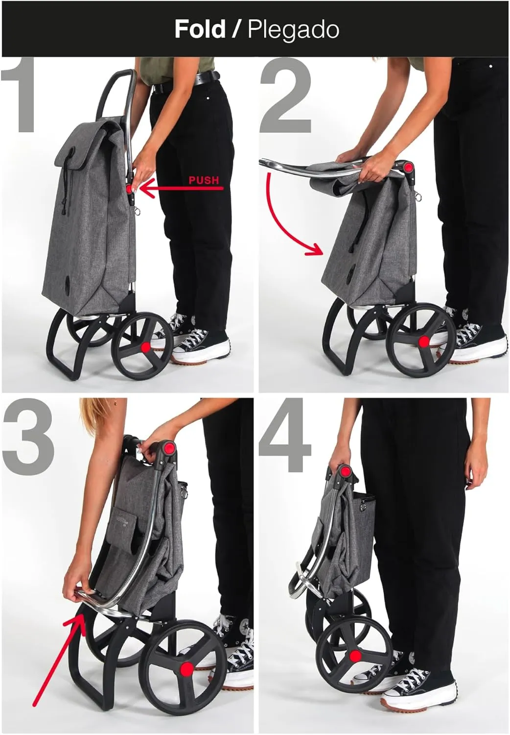 Foldable Grocery Shopping Cart with Wheels | Collapsible Personal Folding Cart for Groceries | Durable & Portable | Lime