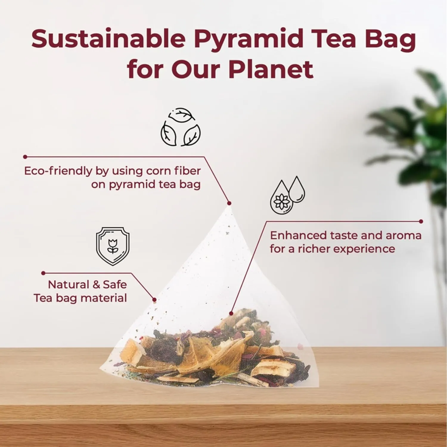 FOODHO Fruit Herbal Blend Functional Tea for Digestion with Orange, Hawthorn, Roselle, Rose, Caffeine Free Tea, No Sugar, Hot or Iced Refreshingly Fruity, 10 Decaf Tea Bags
