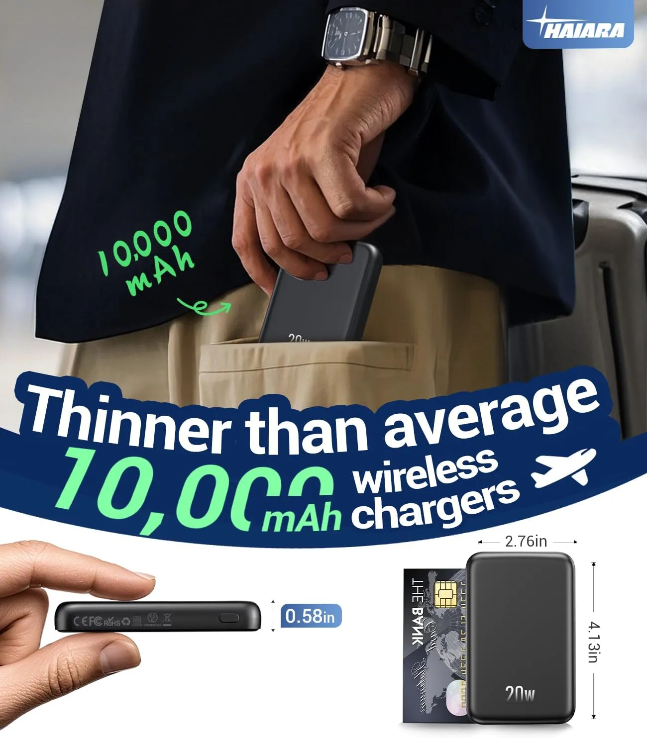 for Magsafe Battery Pack, 10000mAh Magnetic Portable Charger with USB C Cable 20W PD Fast Charging, Slim & Lightweight Wireless Power Bank for iPhone 16/15/14/13/12 Series