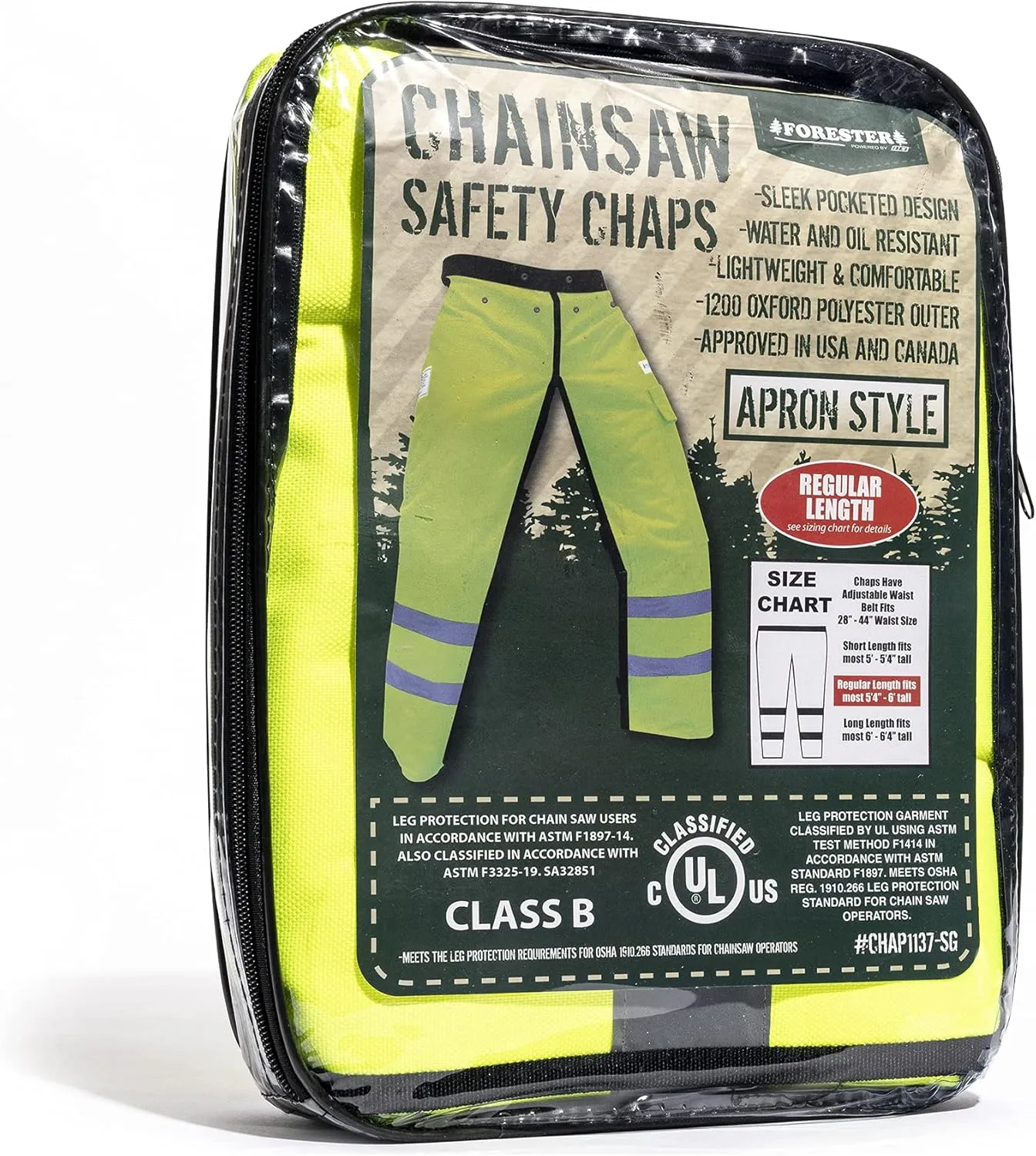 FORESTER Chainsaw Chaps for Men - Adjustable Belt - Chain Saw Chaps for Men, Apron Style W/Pocket, Chainsaw Safety Equipment