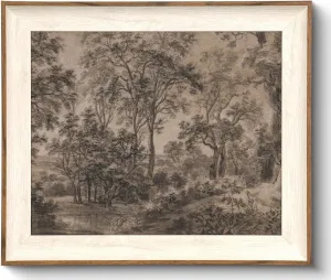 Framed Canvas Wall Art for Living Room Decor, Vintage Neutral Brown Woodland Landscape Painting Farmhouse Canvas Prints Artwork, Antique Wall Pictures Decor for Bedroom Gallery Office, Bathroom Wall Decor - 10x12Inch