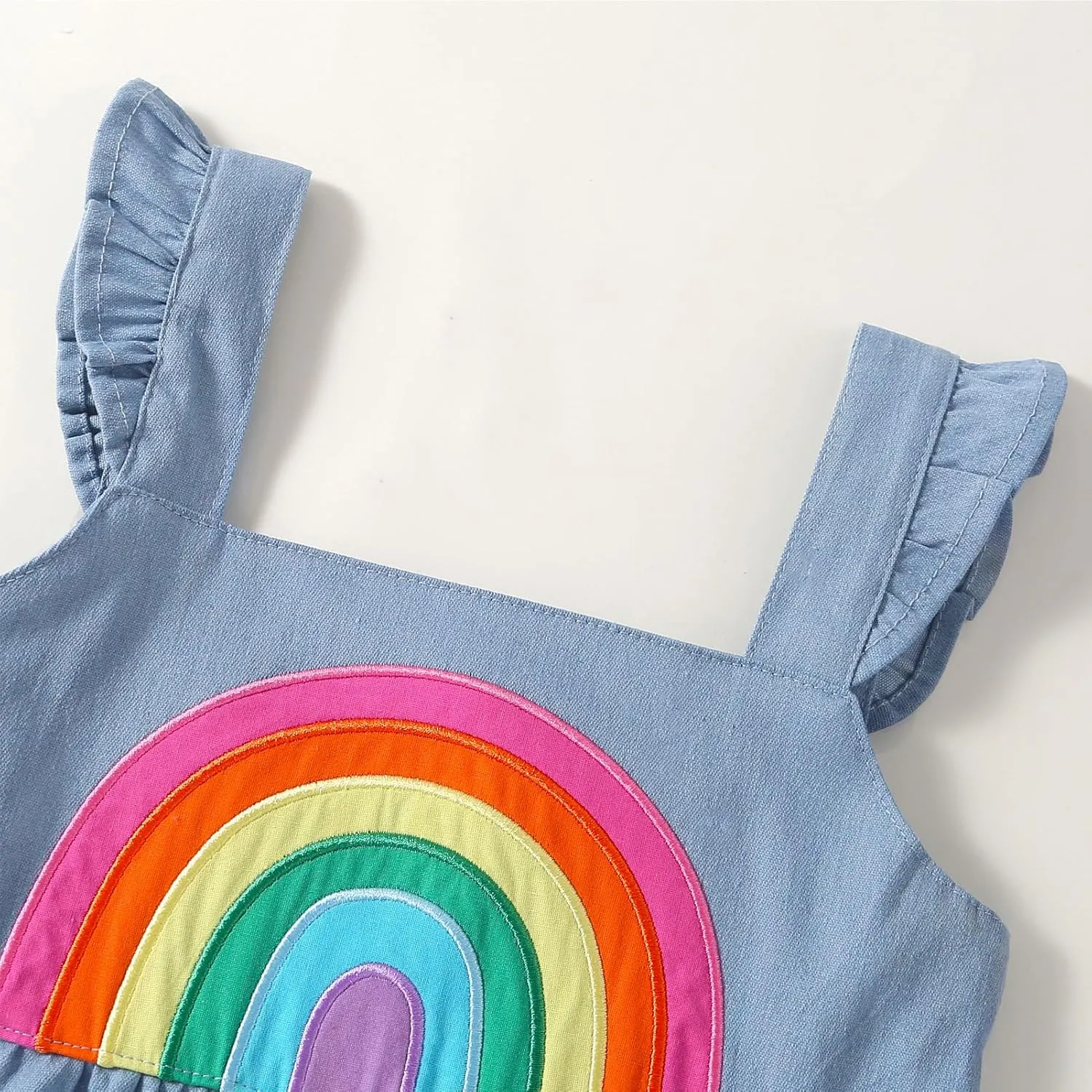 Frogwill Toddler Girls Fifties Summer Dress Blue Rainbow 2-7Y
