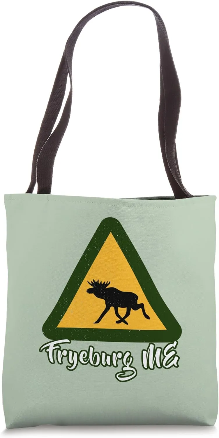 Fryeburg Maine Rustic Moose Crossing Camping Mountains Tote Bag