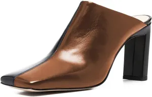 FSJ Women Closed Squared Toe Mules Slip On Chunky Mid High Heels Backless Sandals Summer Casual Nightclub Shoes Size 4-15 US