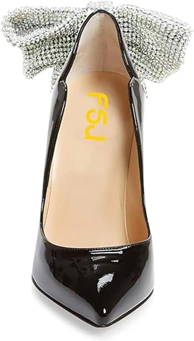 FSJ Women Sexy Gold Chunky Heel Pointed Toe Block High Heel Pumps Slip On Elegant Wedding Party Shoes Size 4-15 US