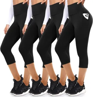 FULLSOFT 4 Pack Leggings with Pockets for Women,Soft High Waisted Tummy Control Workout Yoga Pants