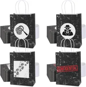 Fulmoon 48 Pcs Top Secret Party Favor 8.3 x 5.9 x 3.1 Inch Gift Bags Paper Mystery Bags with Handle Spy Party Goody for Boys Girls Escape Room Birthday Spy Theme Decorations