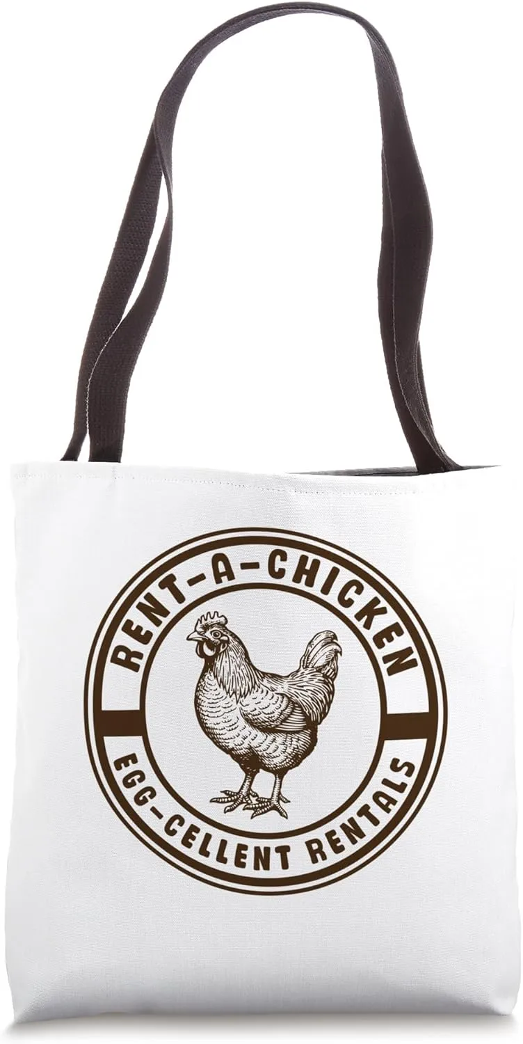 Funny Rent-a-Chicken Egg Shortage Spoof Logo Humor Tote Bag