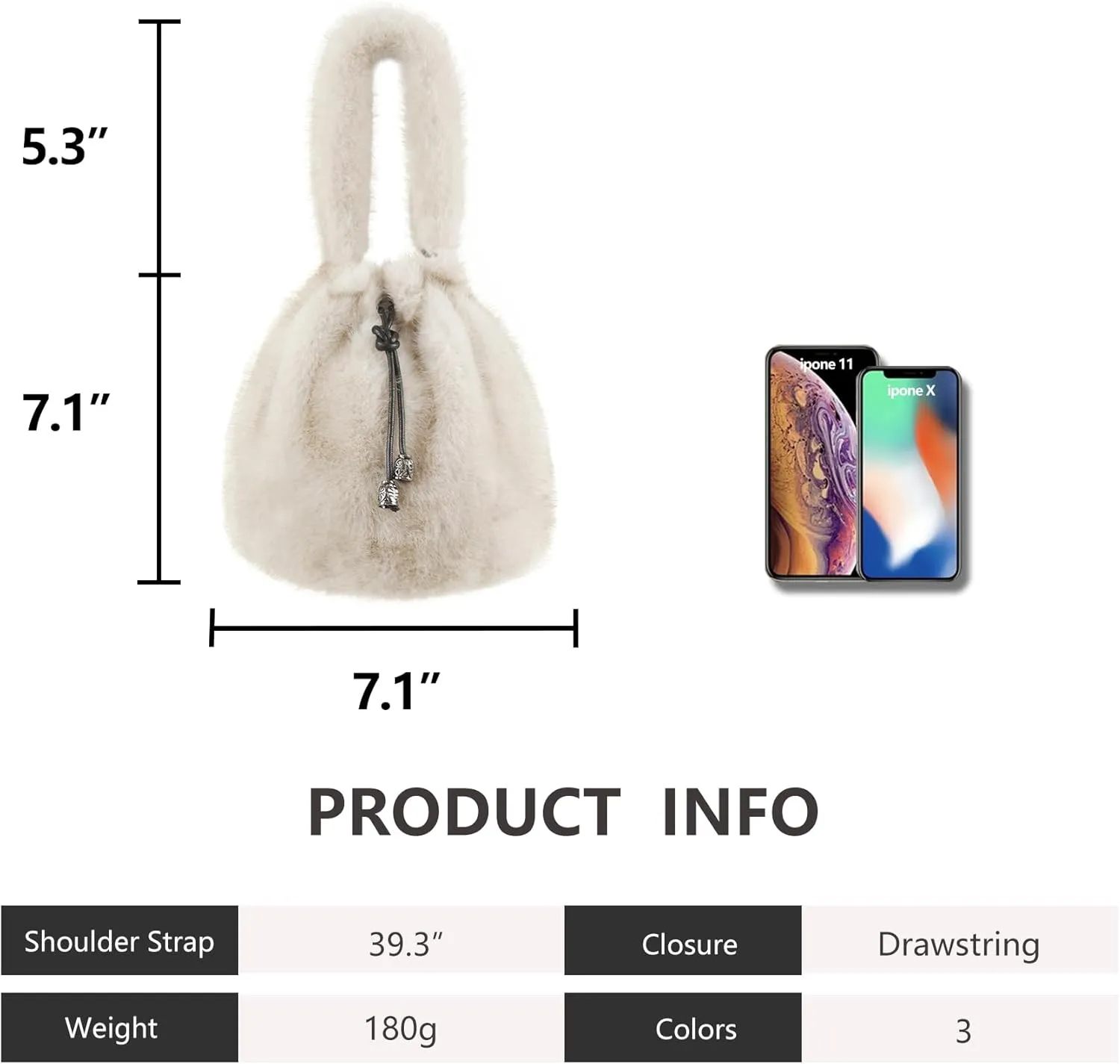 Fur Story Tote Bag Faux Fur Purses for Women Plush Handbag Fuzzy Shoulder Bag Big Capacity Black Purse for women’s Girls