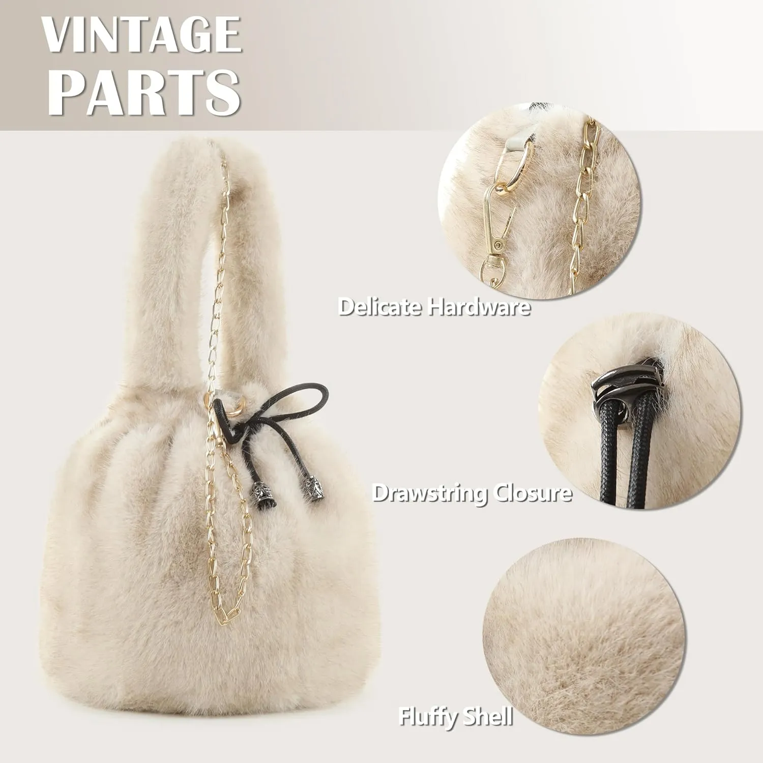 Fur Story Tote Bag Faux Fur Purses for Women Plush Handbag Fuzzy Shoulder Bag Big Capacity Black Purse for women’s Girls