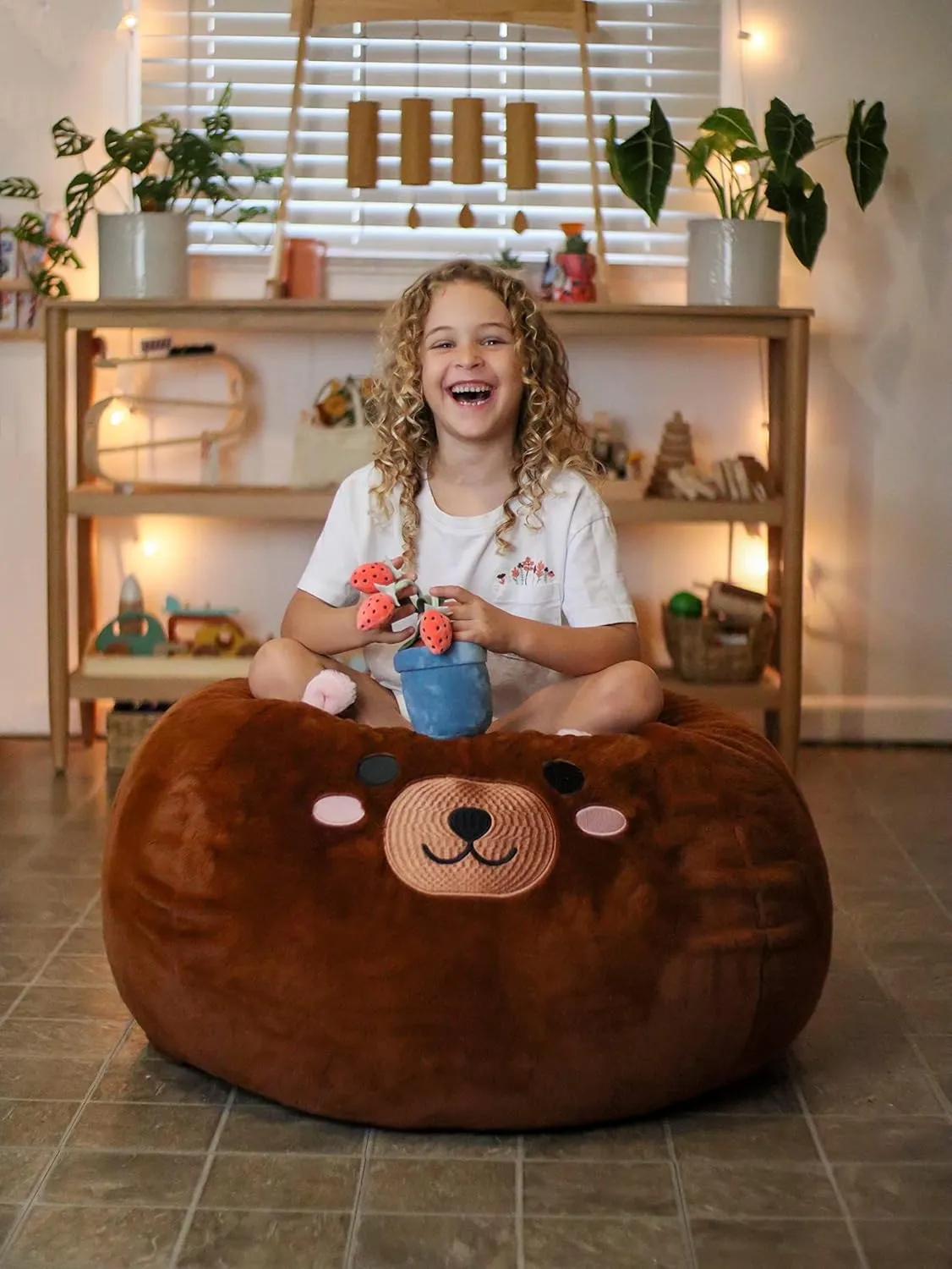 Furry Bean Bag Cover, Faux Fur Bean Bag Chair Cover for Kids, Teens and Adults 32x32x18in (Huggy Bear)