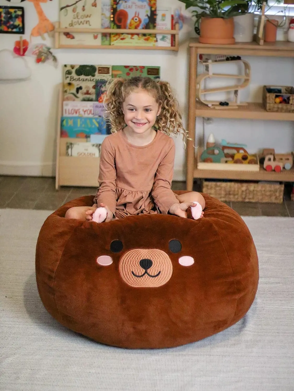 Furry Bean Bag Cover, Faux Fur Bean Bag Chair Cover for Kids, Teens and Adults 32x32x18in (Huggy Bear)