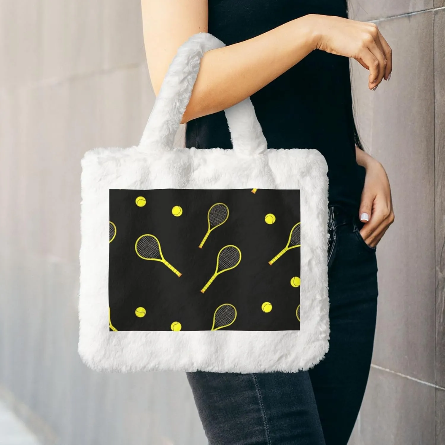 Furry Purse, Fluffy Tote Bag for Women Winter Faux Fur Bag Fuzzy Purse and Handbags