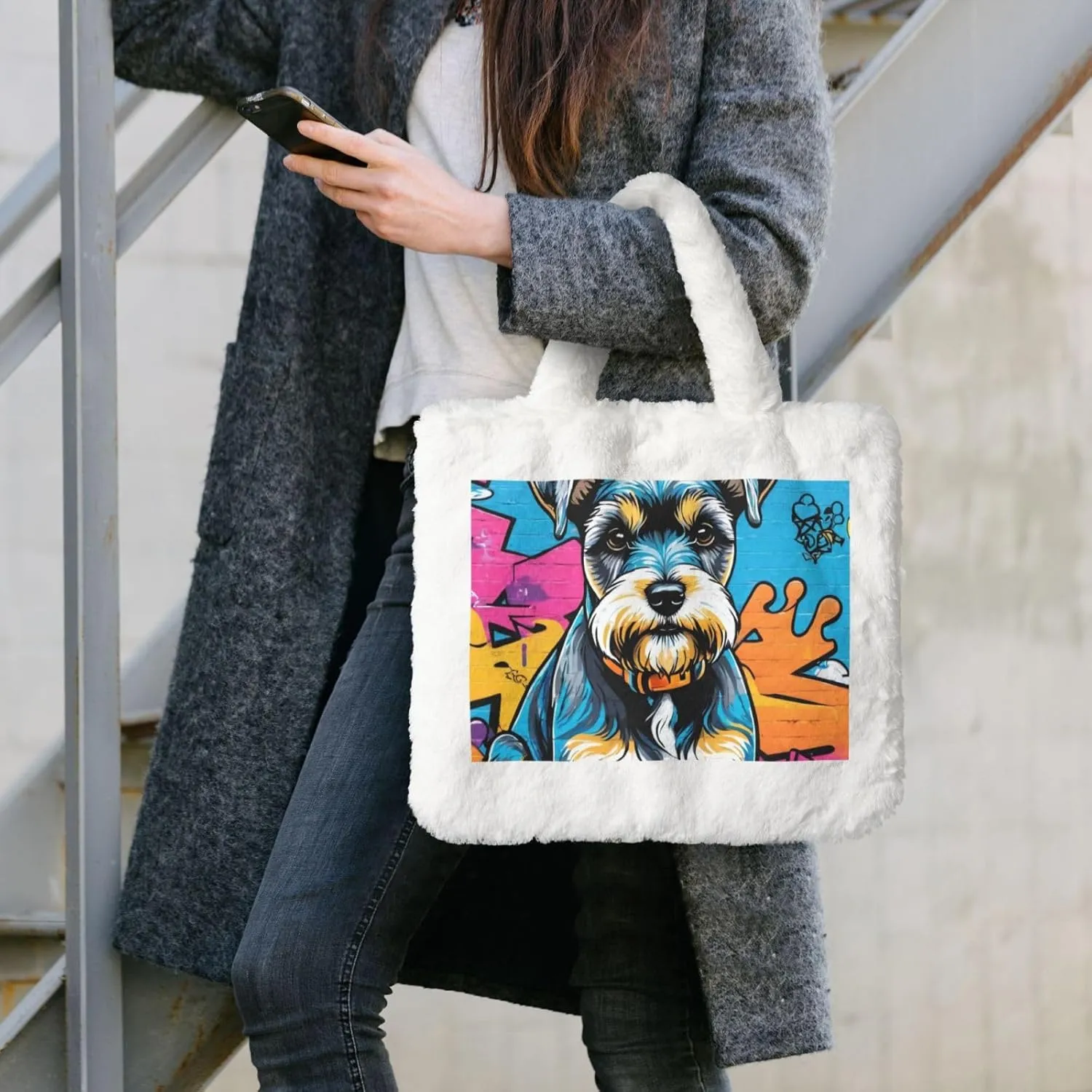 Furry Purse, Fluffy Tote Bag for Women Winter Faux Fur Bag Fuzzy Purse and Handbags