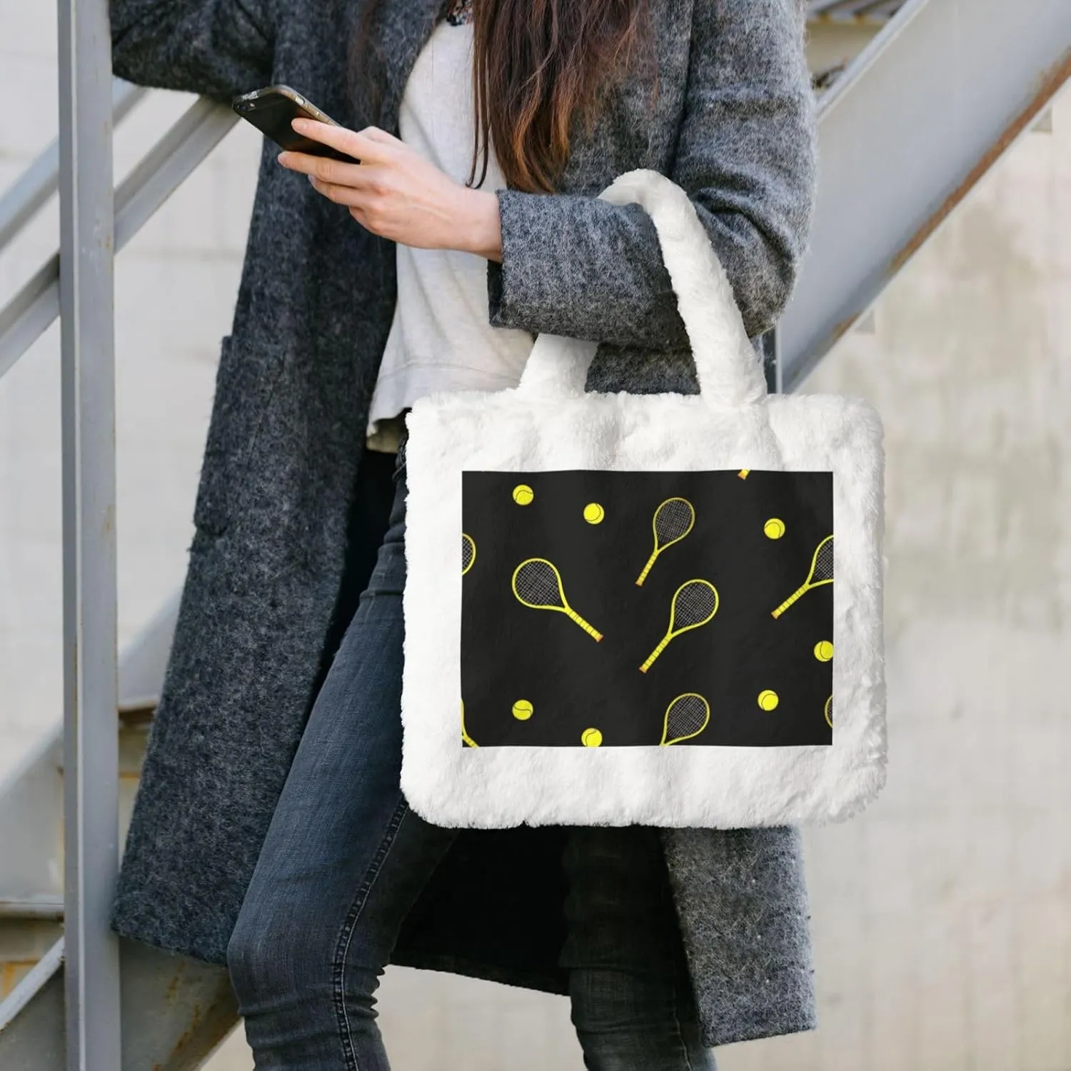Furry Purse, Fluffy Tote Bag for Women Winter Faux Fur Bag Fuzzy Purse and Handbags