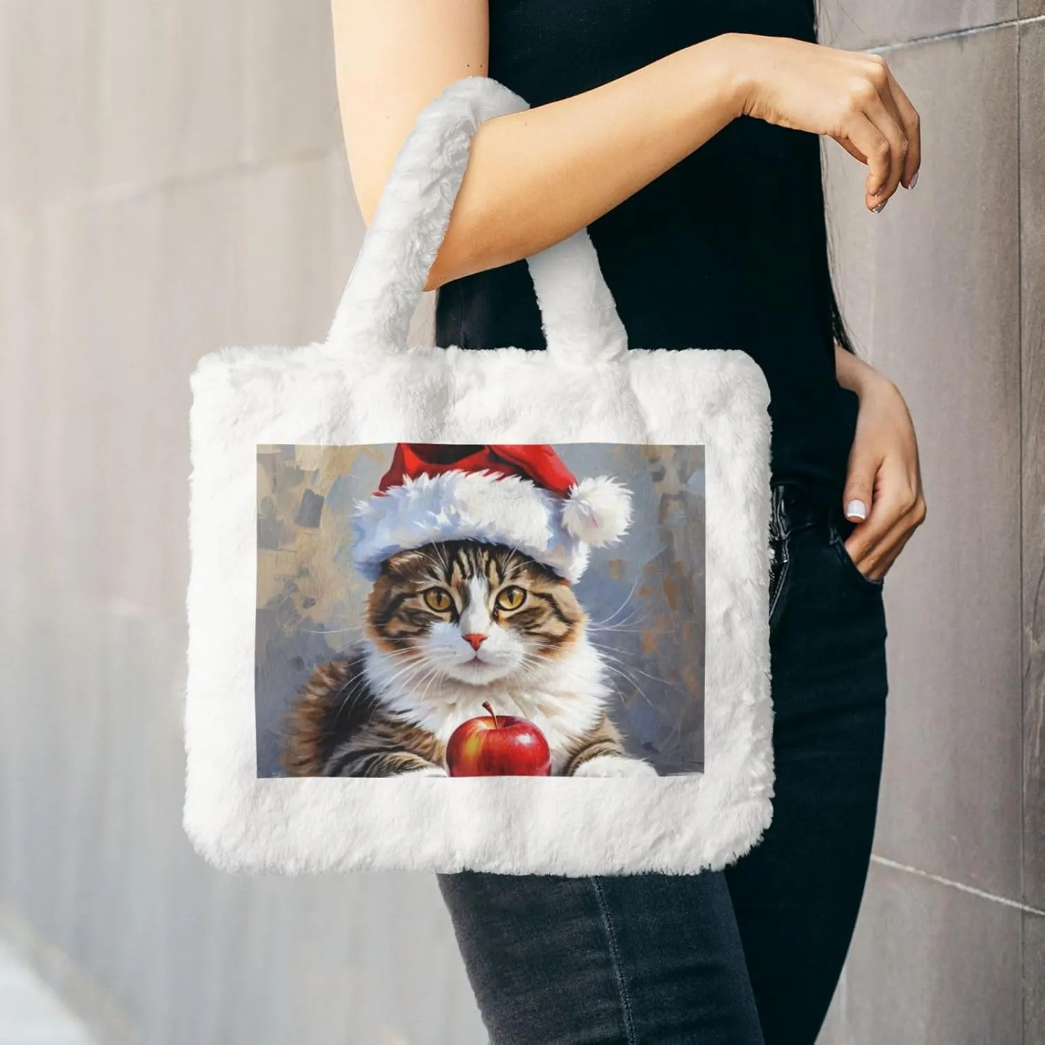 Furry Purse for Women, Plush Shoulder Handbag Faux Fur Bag Fluffy Tote Bag, Winter Tote Handbag